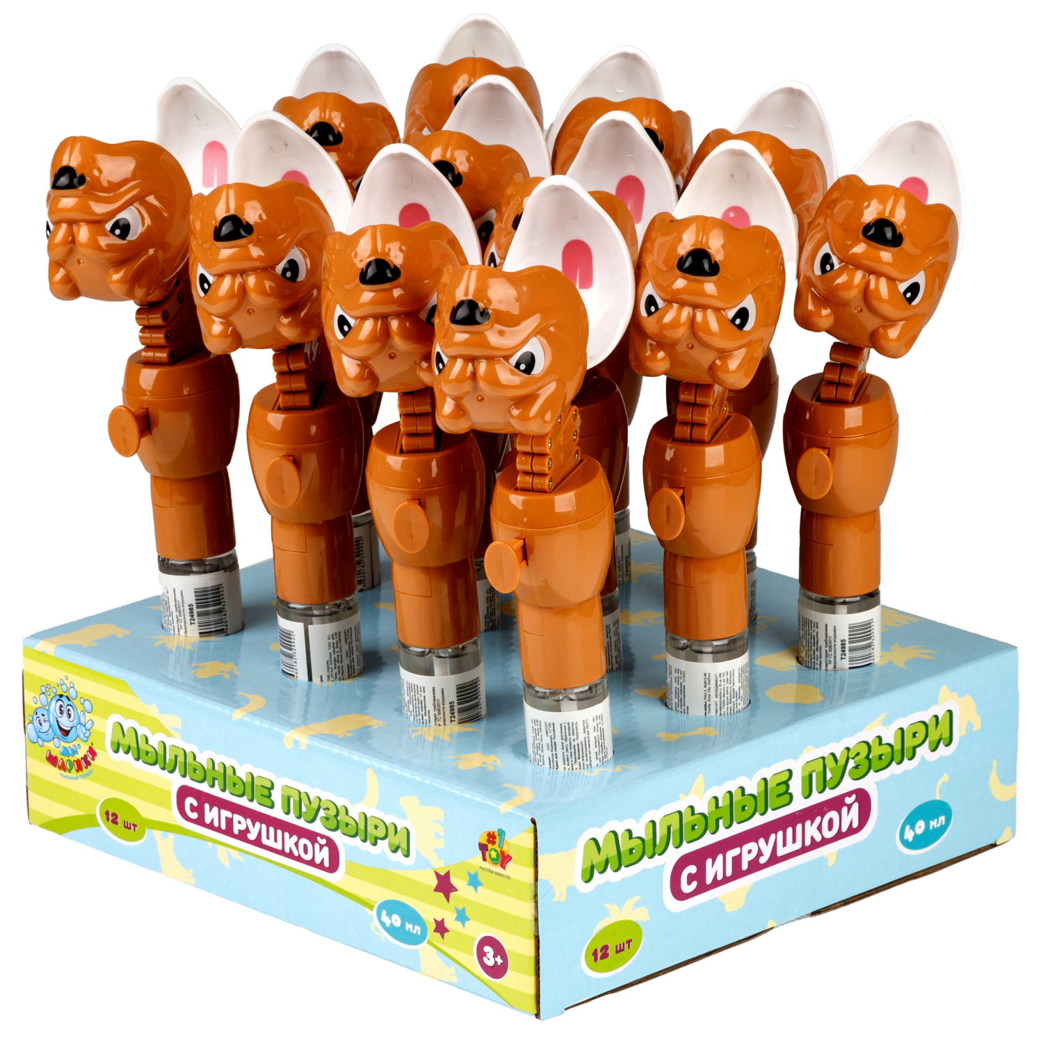 Мыльные пузыри Мы-шарики! 1TOY с игрушкой-хваталкой Бульдог, 40 мл