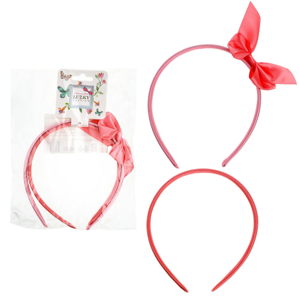 Lukky Fashion набор из 2 ободков с бантиком,  цвет розовый коралл, 1 шт
