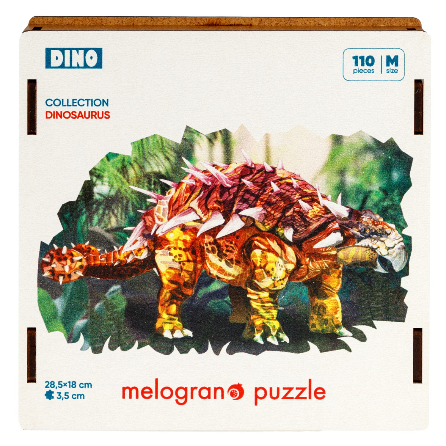 Деревянные пазлы Collection Dinosaurs Динозавр Анкелозавр, 110 деталей, 28,5х18 см, 8+