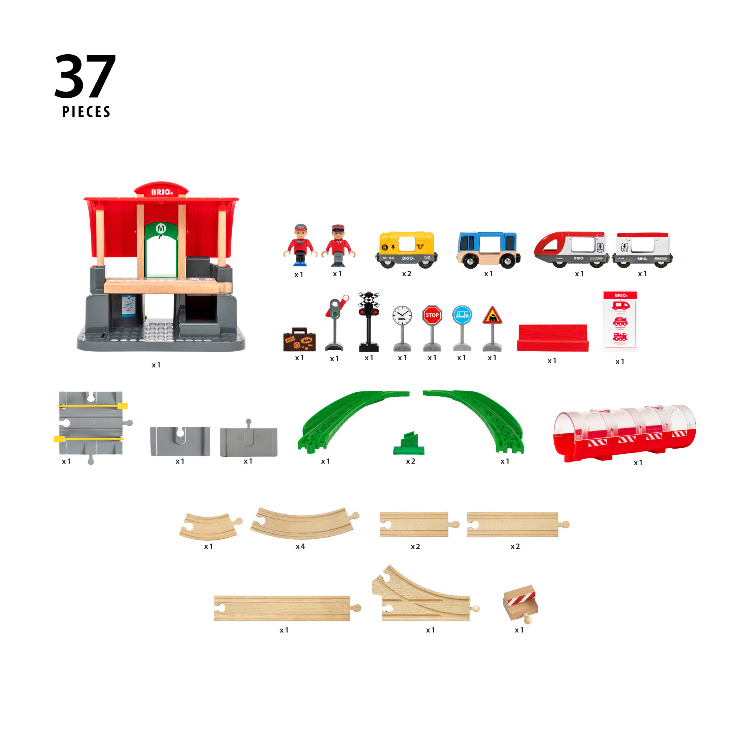 Деревянная железная дорога BRIO "Центральный вокзал", 27 элементов