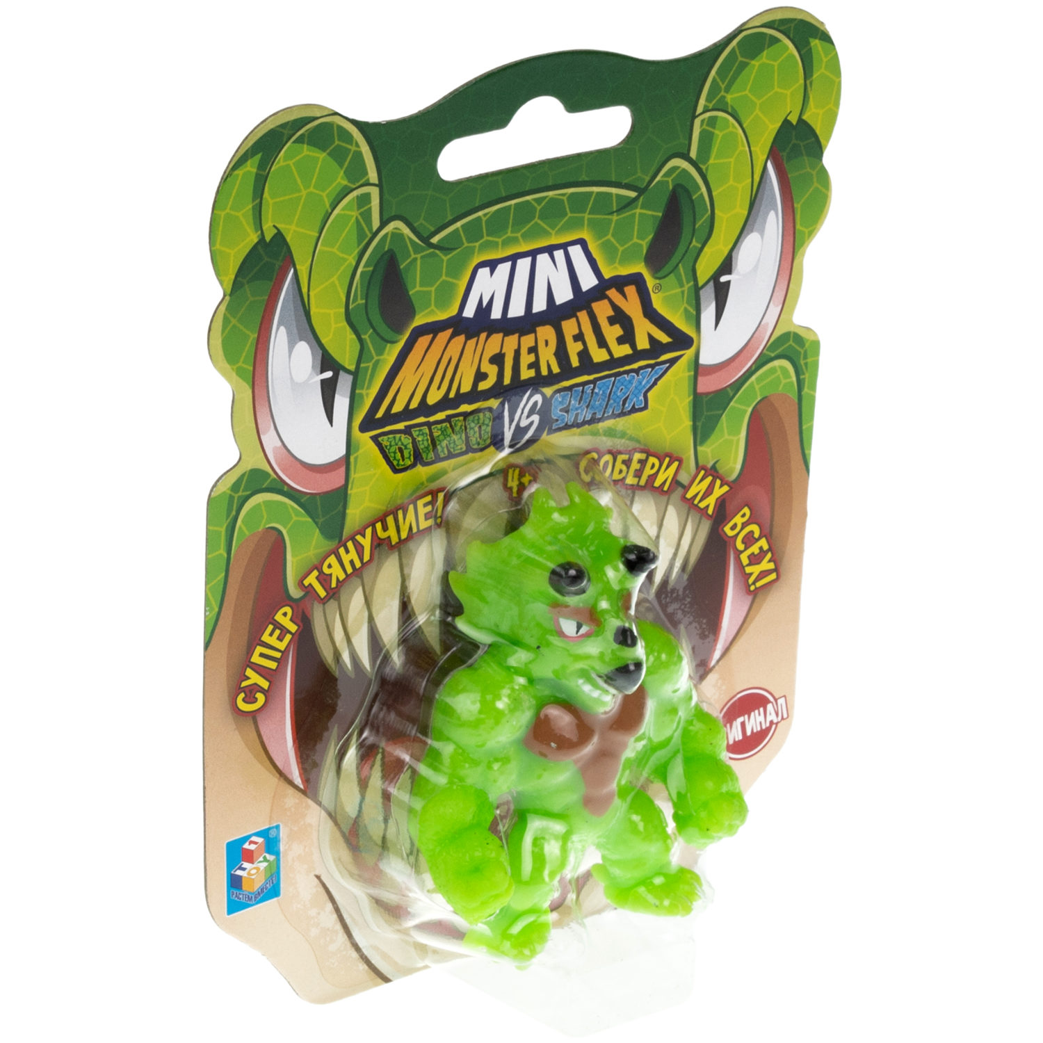 1TOY MONSTER FLEX MINI DINO и SHARK, тянущиеся фигурки, 10 видов в ассортименте