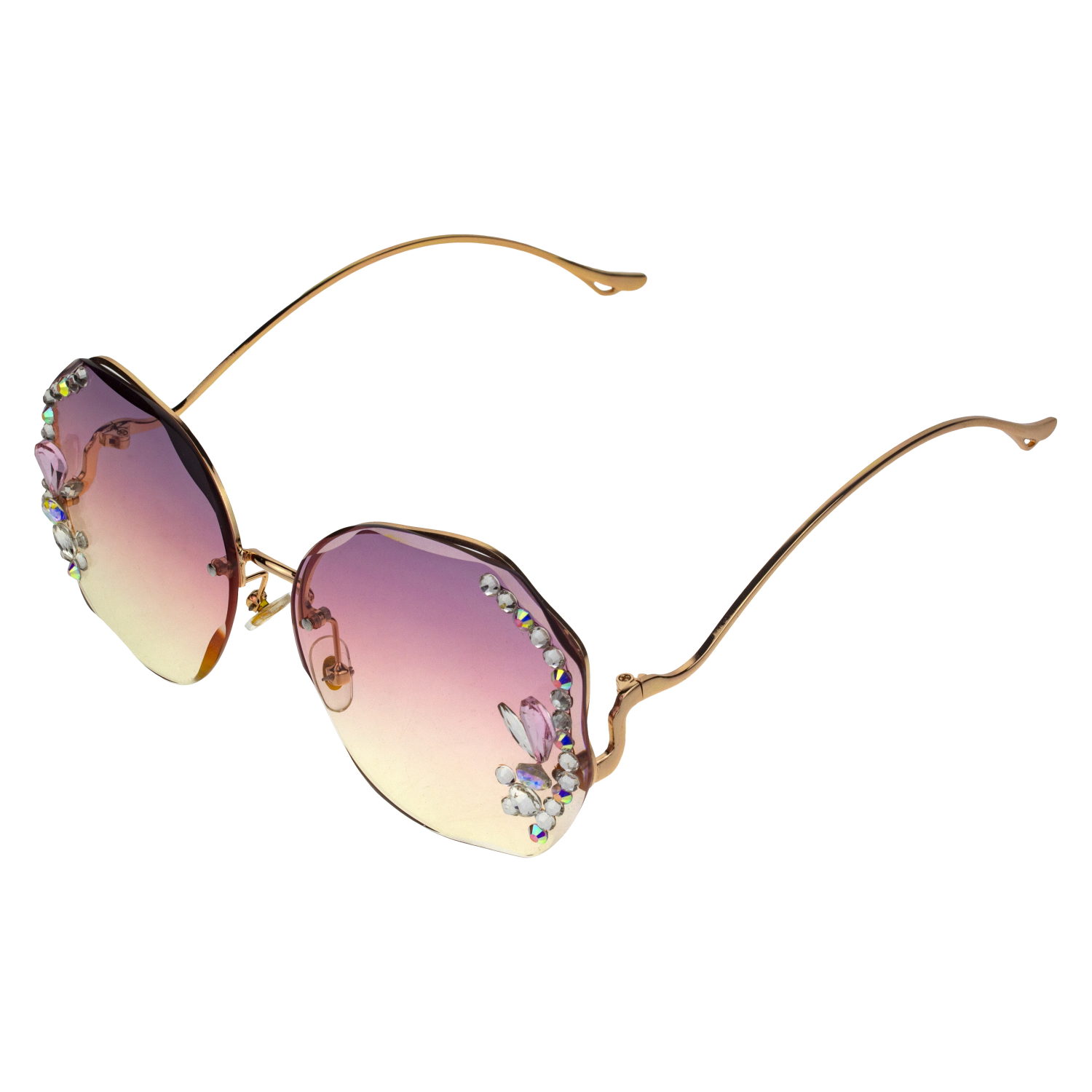 Солнцезащитные очки Lukky Fashion со стразами, персиковый