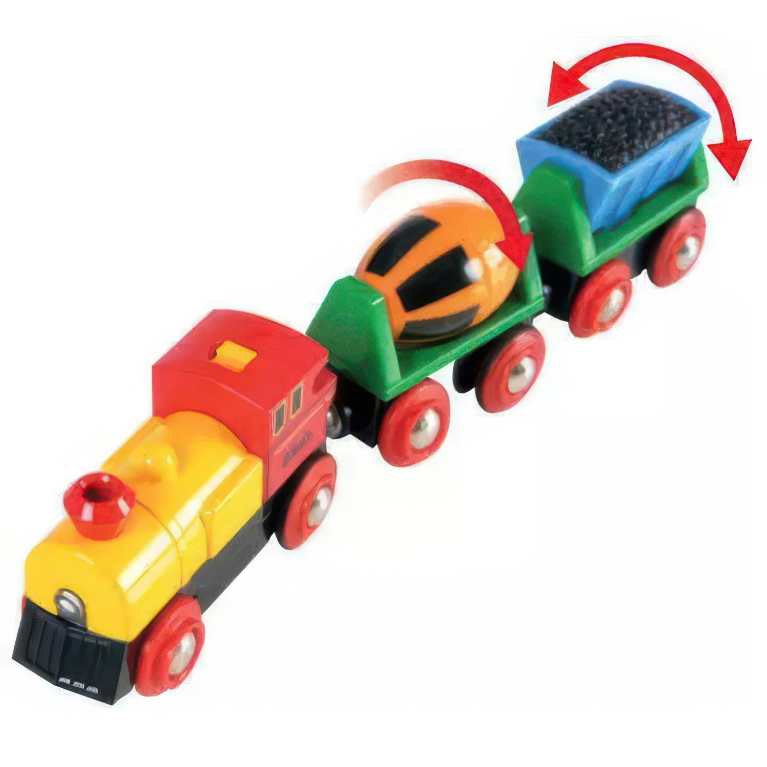 Поезд грузовой BRIO, с бетономешалкой и грузом, на батарейках