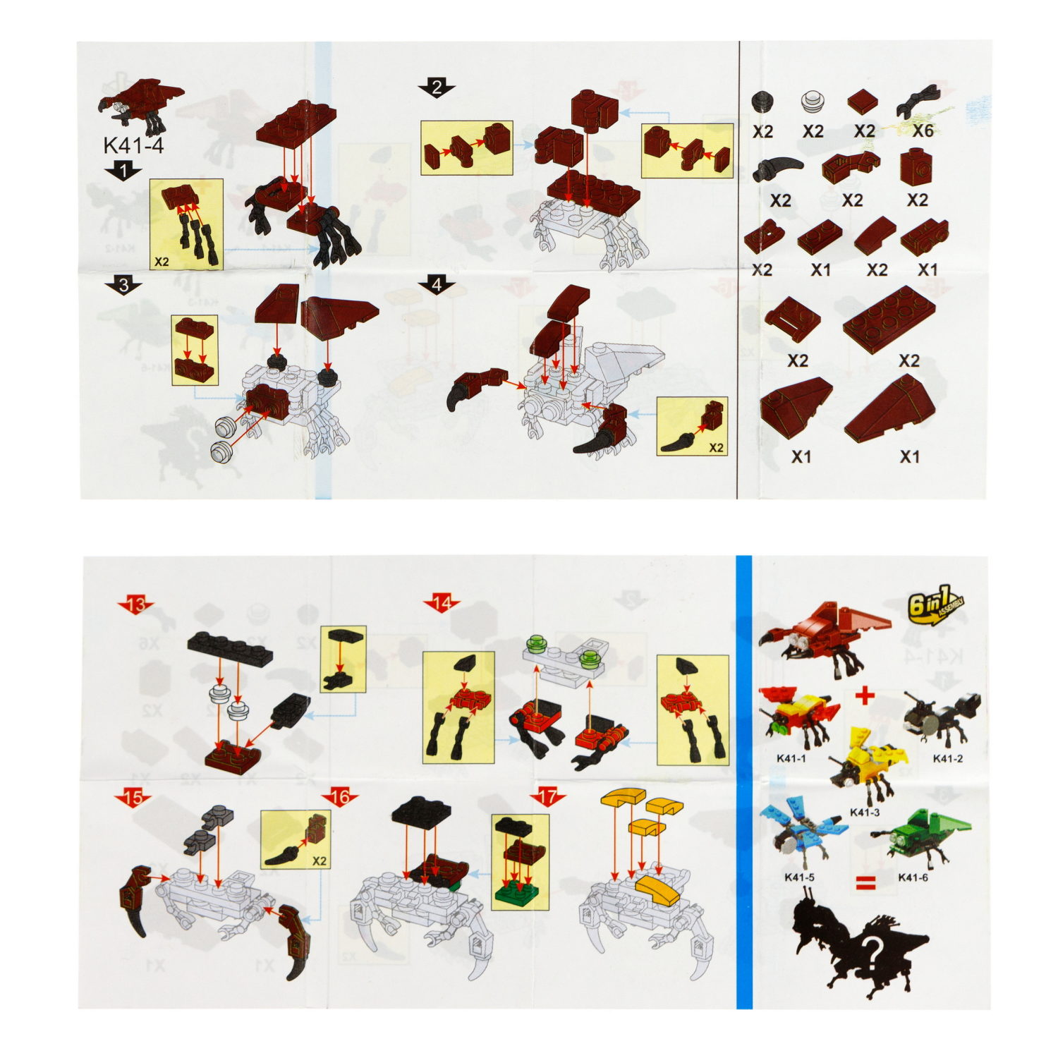 Конструктор 1TOY Blockformers "Микромир", 6 видов, из 6 шт. собирается большой богомол, 1 шт.