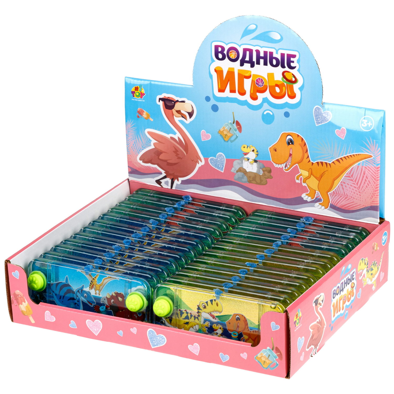 Водный тетрис 1TOY Игра с водой Насади колечки Динозавры, 15,5х7х2 см, 3 вида