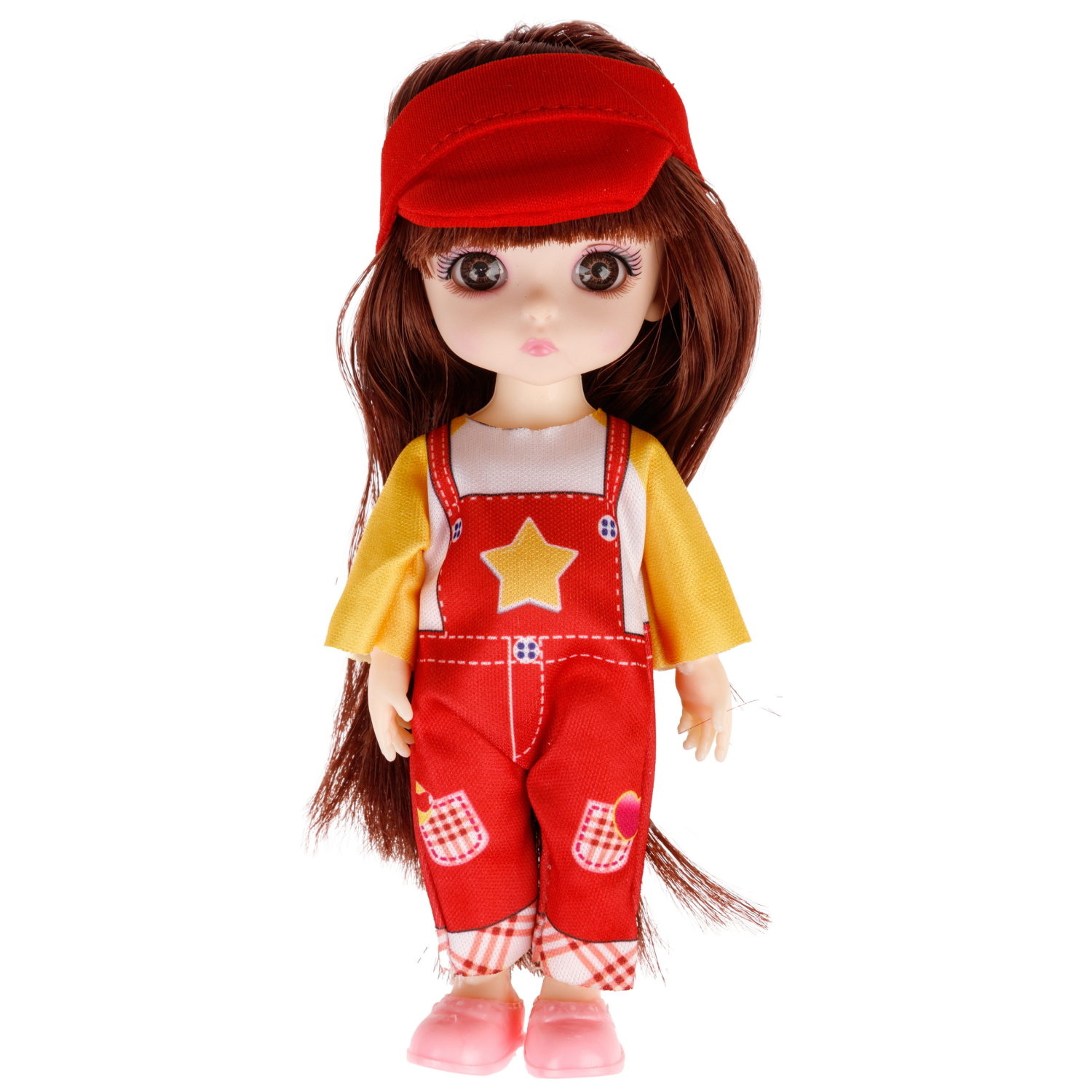 Кукла шарнирная Alisa Kawaii mini 15,2 см, с расчёской, с длинными темными волосами 