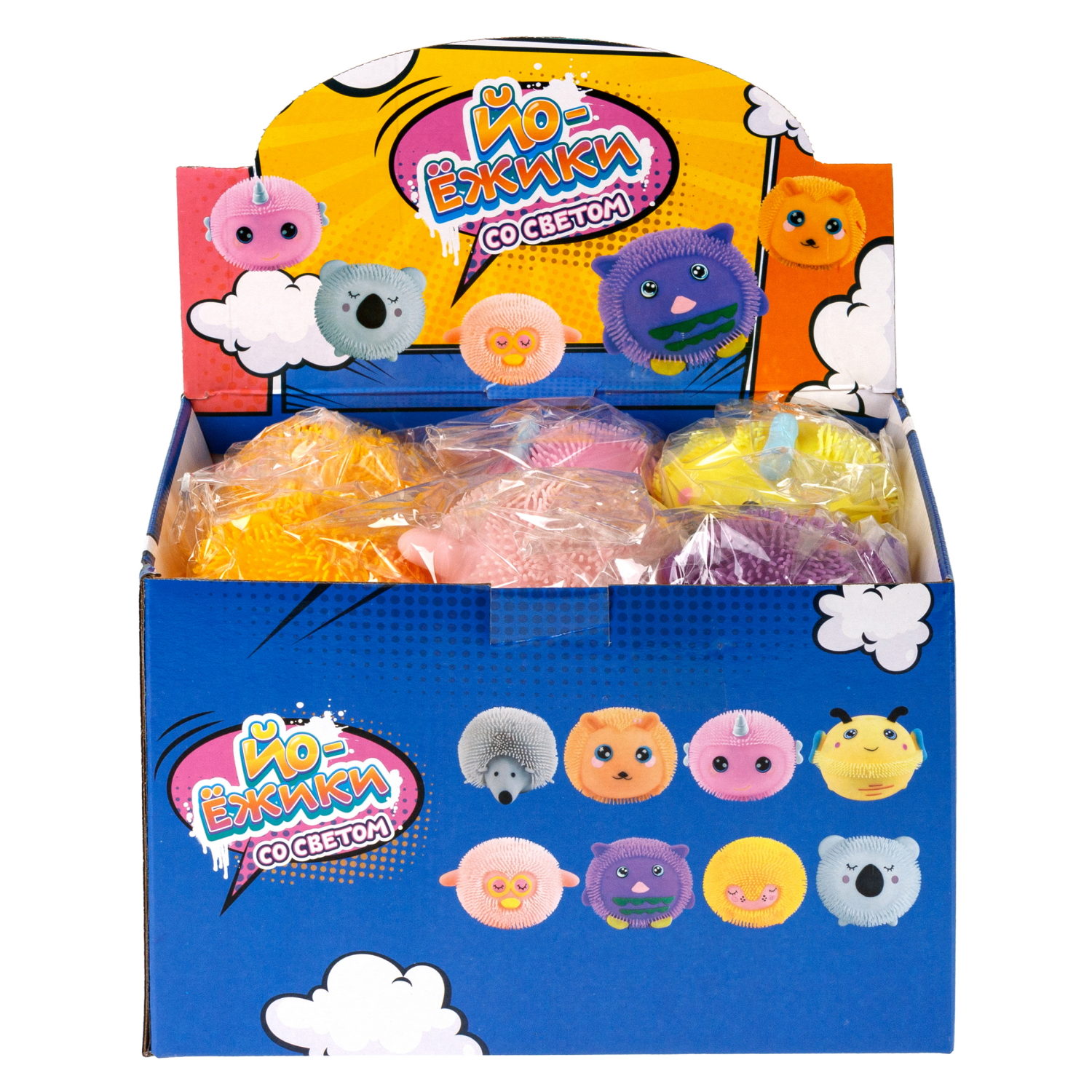 Игрушка-антистресс для рук 1toy Йо-Ёжики, "Животные" 13 см, со светом, 8 видов  в ассортименте