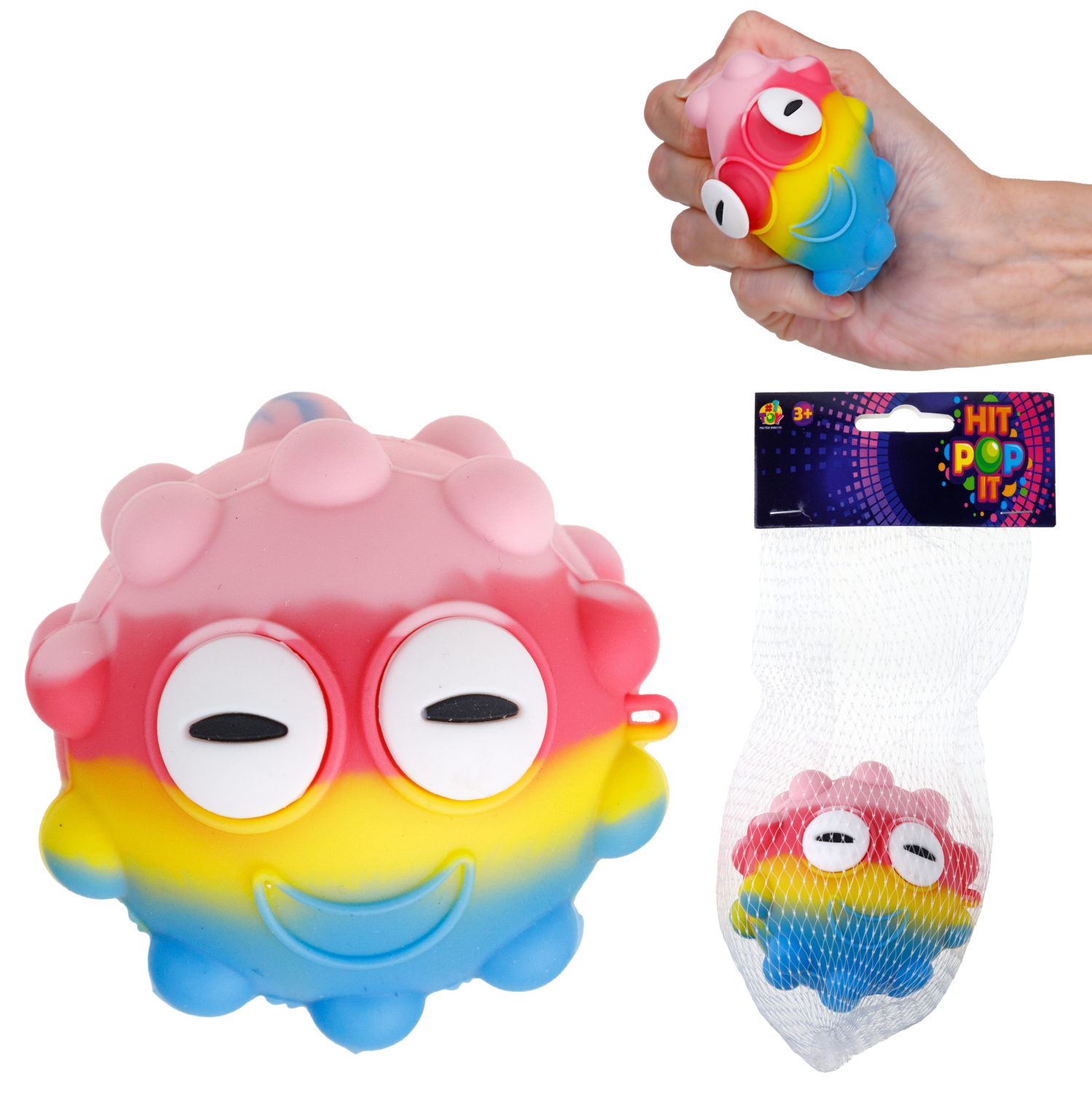 1toy Жмяка Hit Pop It четырёхцветный "Смайлик" 7 см