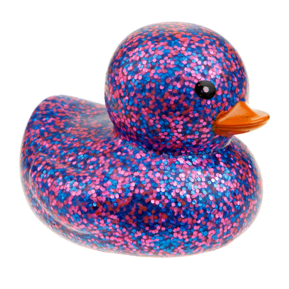1toy Жмяка-антистресс "Уточка" с блёстками 8х7,2х6,5 см, фиолетовая