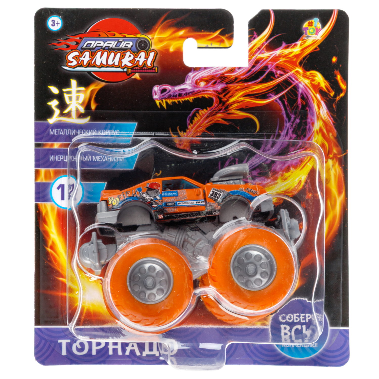 Машинка игрушечная 1TOY Драйв Монстр-трак Классика, инерционный, 8,5 см, цвет в ассортименте
