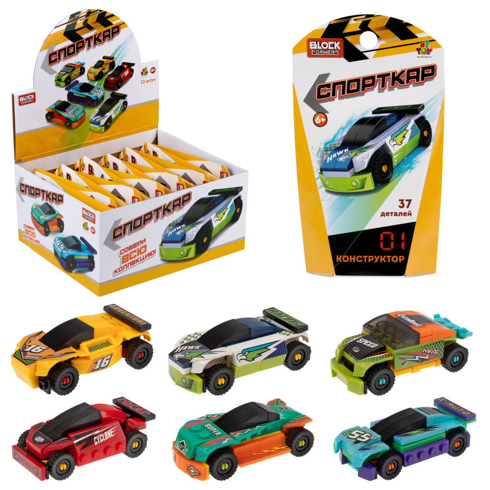 1TOY конструктор Blockformers "Спорткар", в ассортименте 6 видов