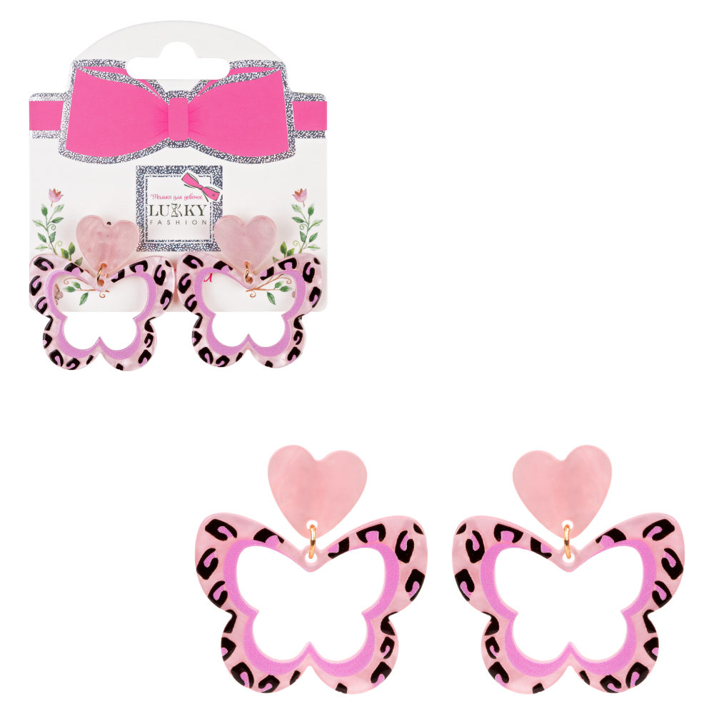 Серьги Lukky Fashion "Розово-леопардовый гламур" 