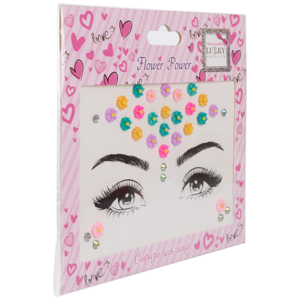 Lukky Fashion Love Collection стразы для лица Flower Power,16,5х15,5 см,карта, пакет