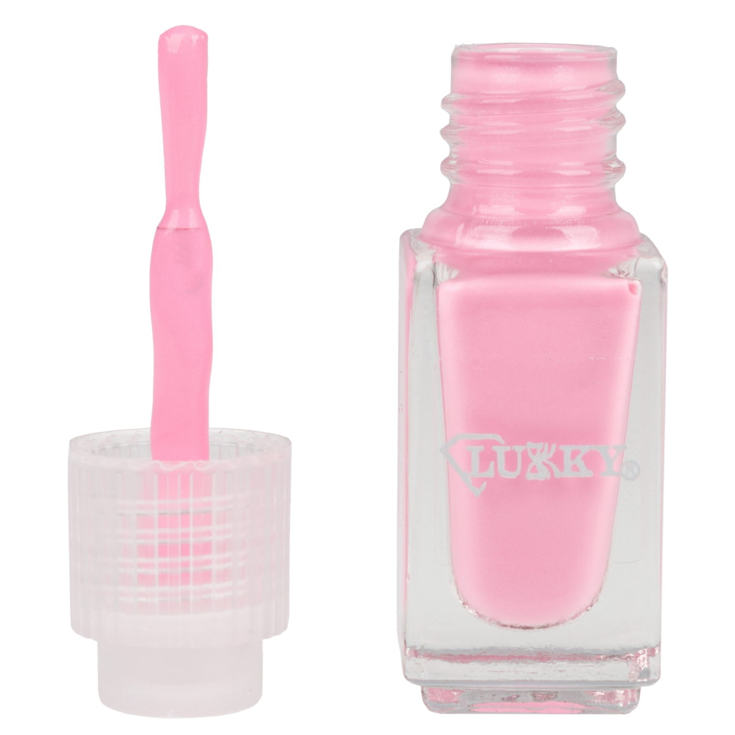 Двойные лаки для ногтей Lukky Diamond Duet, 2 по 4 мл, розовый с блёстками, блистер