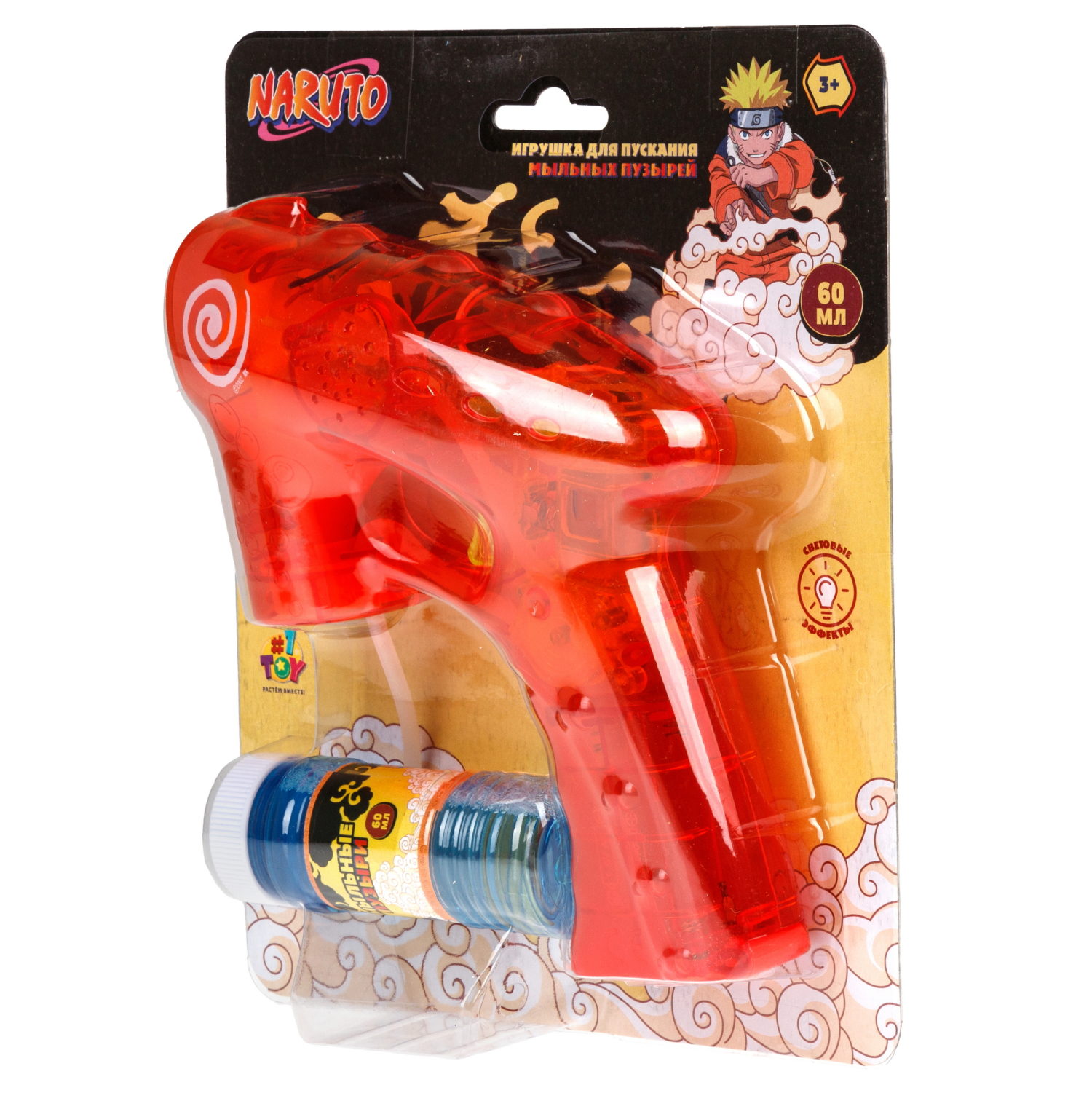 Пистолет для пускания мыльных пузырей "Наруто" со световыми эффектами, 60 мл