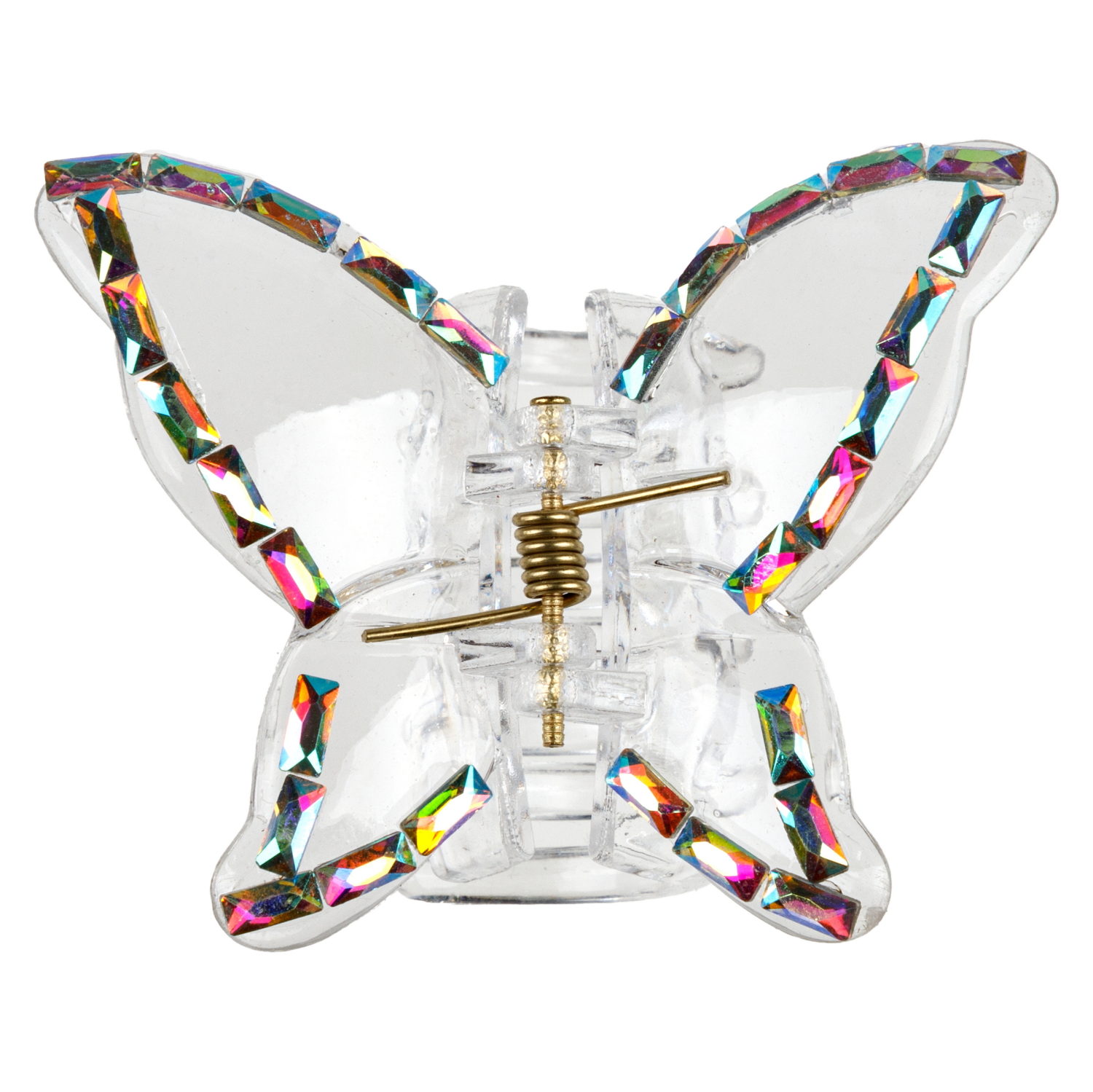 Lukky Fashion заколка-краб д.волос Бабочка Crystal с голограф.отделкой,4 цв.:золотой/розовый/малиновый/серебряный микс