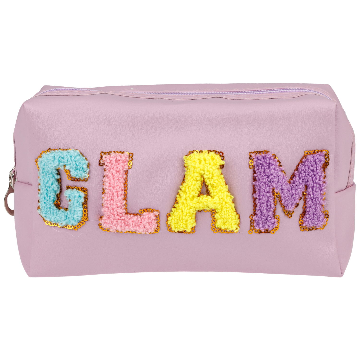 Косметичка с вышивкой плюшевыми буквами Lukky Glam Style, 18*10*8 см