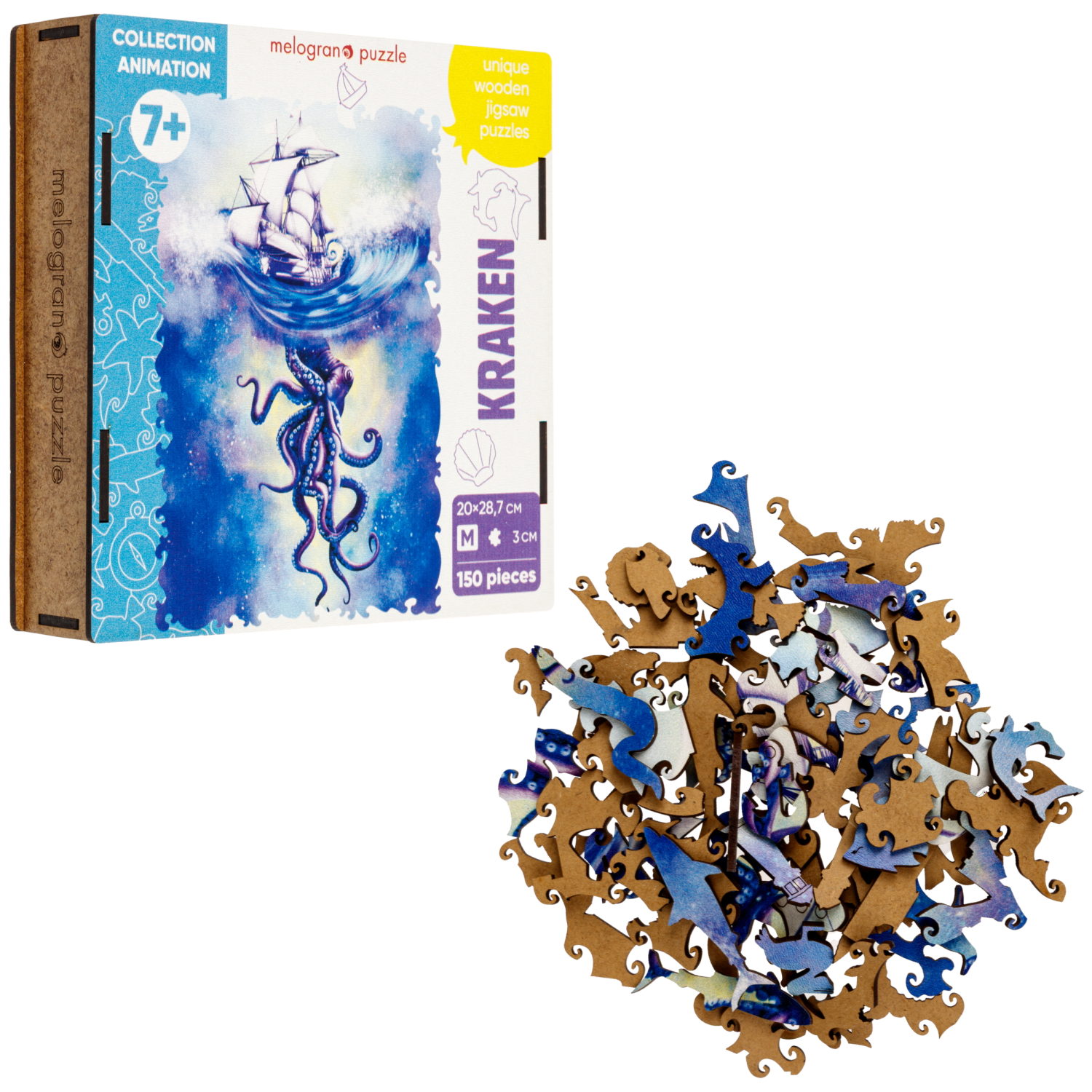 Деревянные пазлы Collection Animation Кракен, 150 деталей