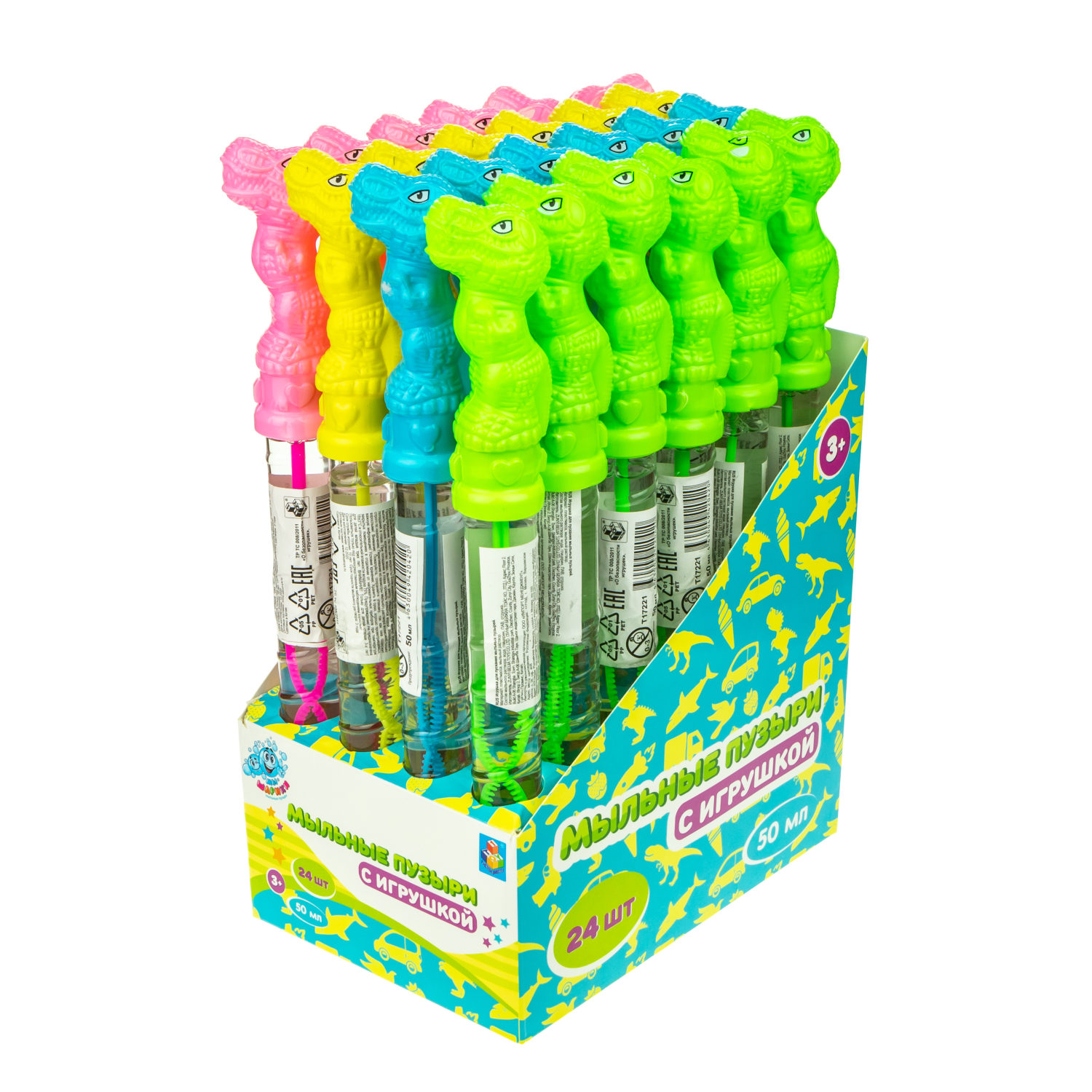 Мыльные пузыри с игрушкой 1TOY "Мы-шарики!" "Динозавр" (50 мл.)