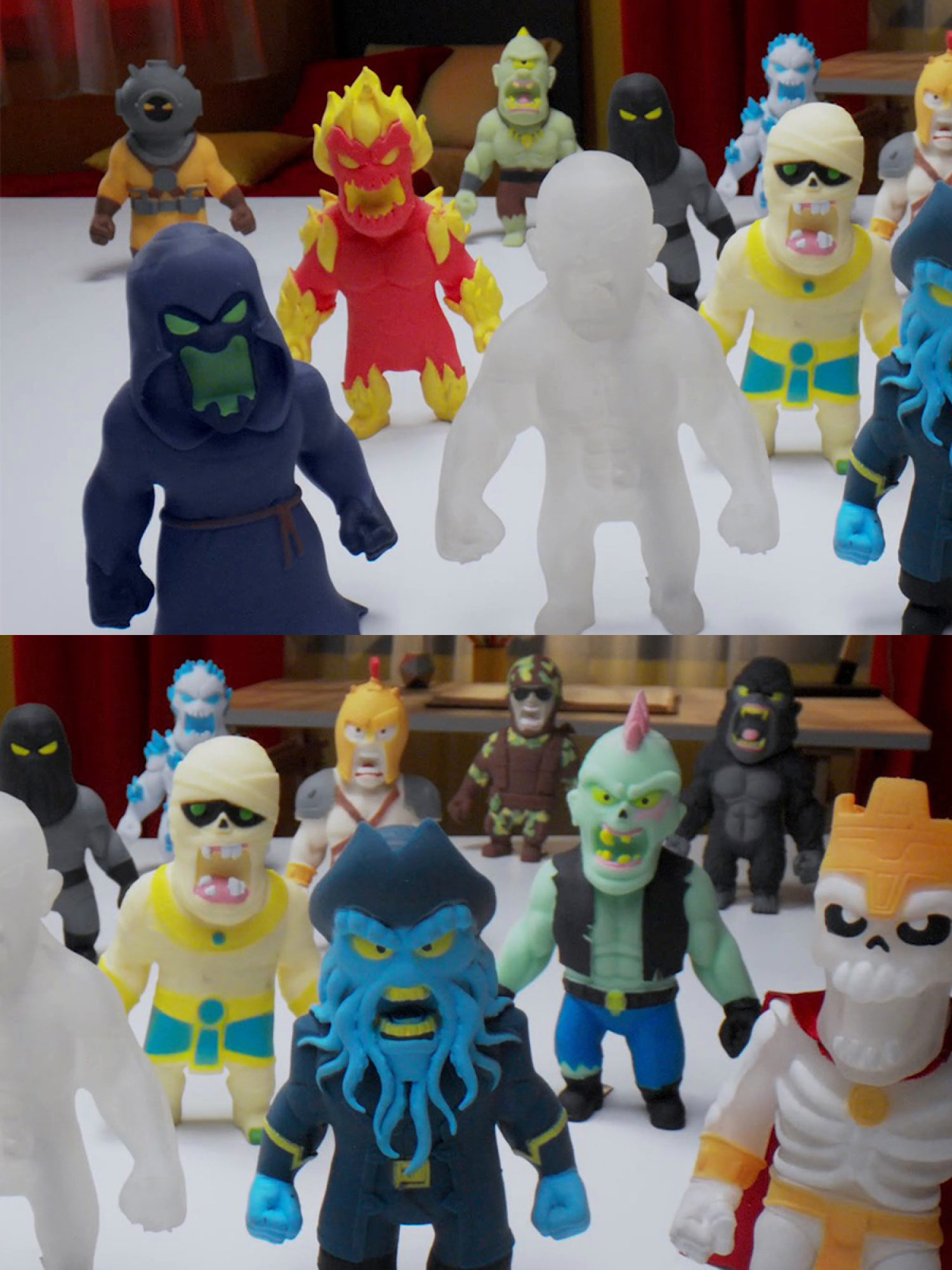 Тянущаяся фигурка 1TOY Monster Flex серия 4, Огненный монстр тянучка, 15 см