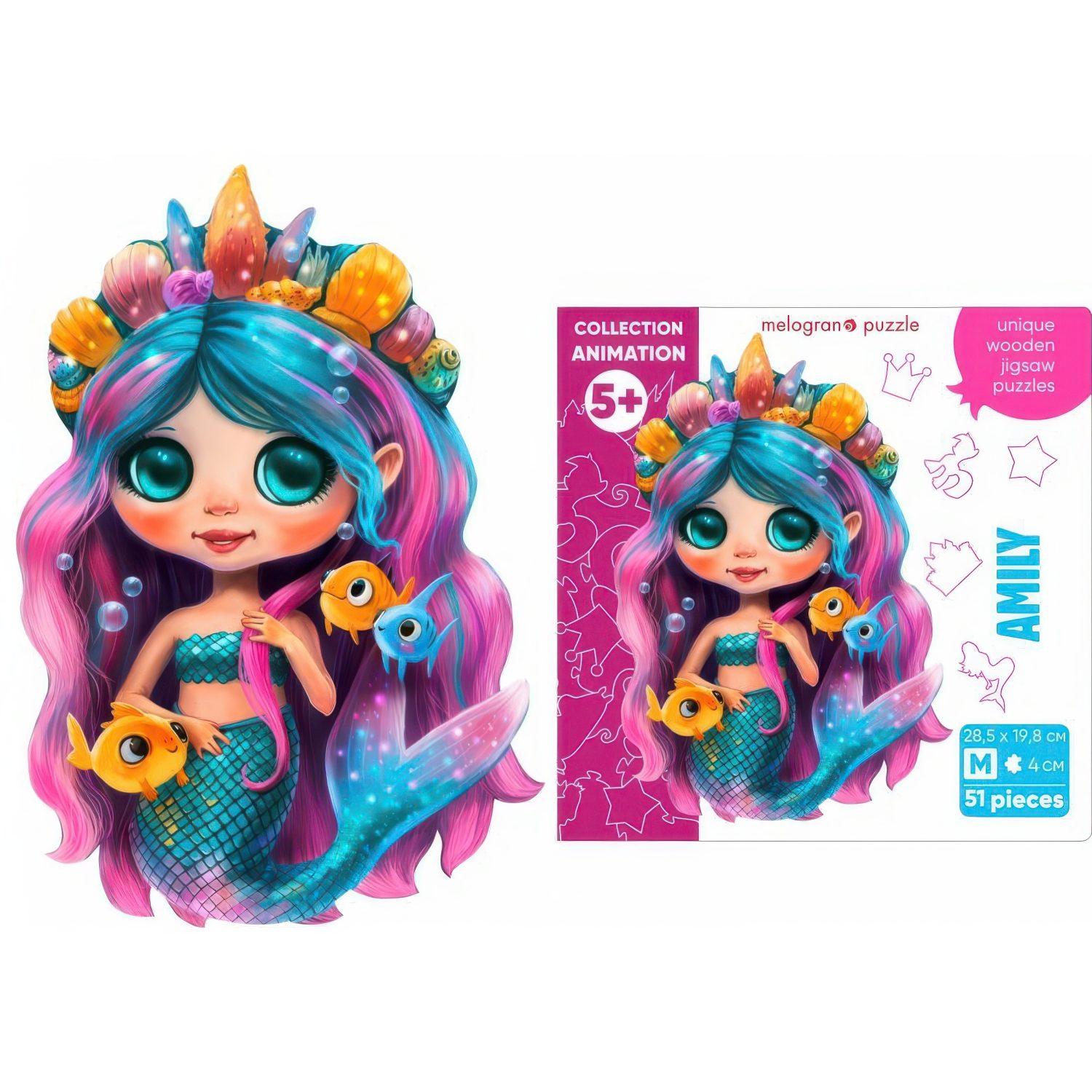 Деревянные пазлы Collection Animation Русалочка Эмили, 51 деталь