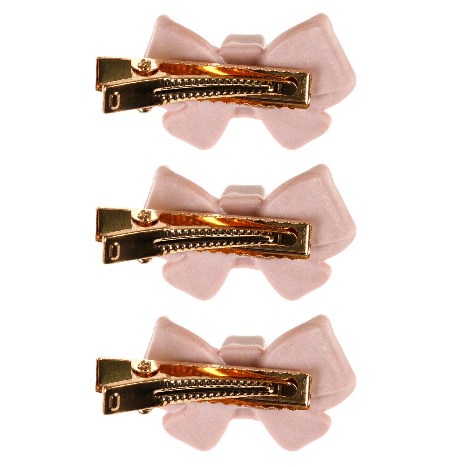 Lukky Fashion набор из 3 заколок-зажимов Бантик мини глянцевый,2 цв.: молочный/какао микс