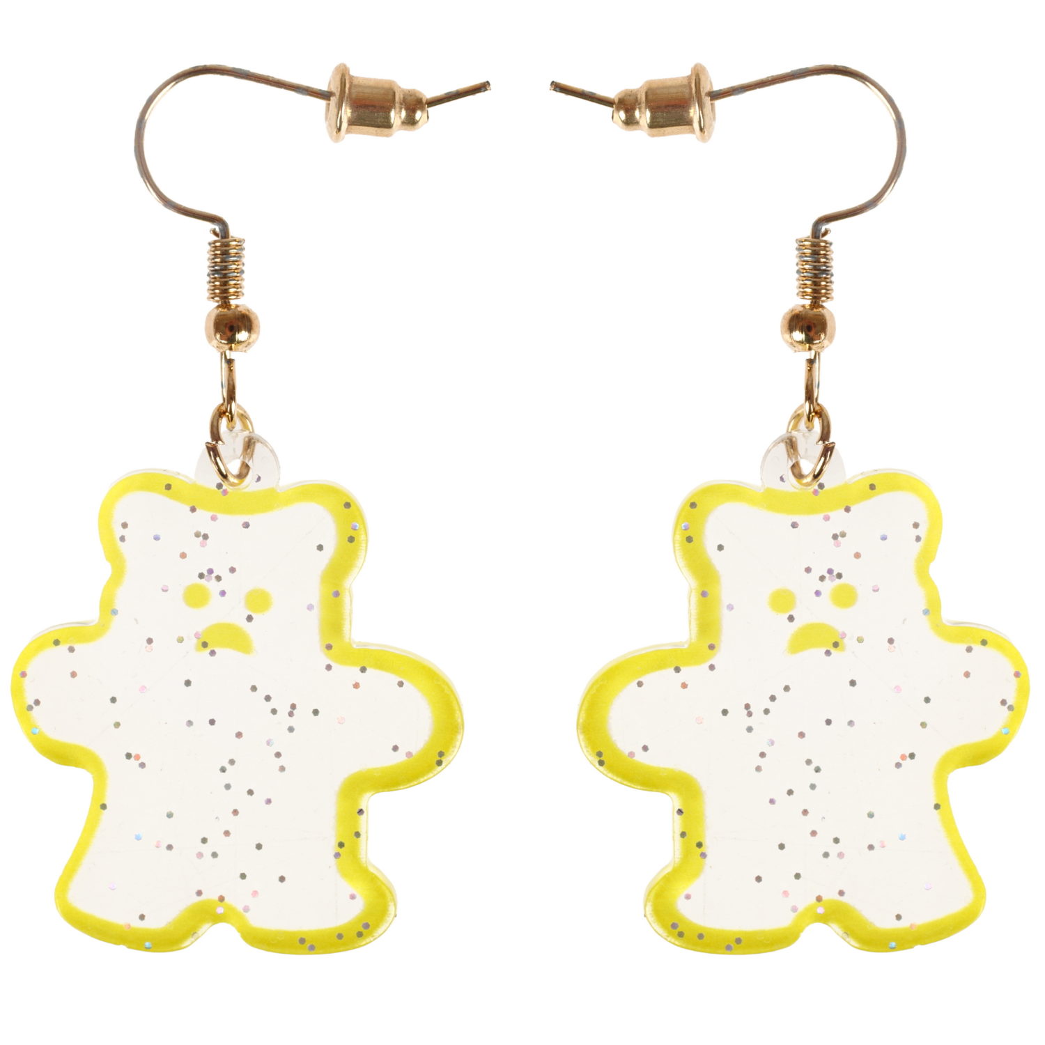 Серьги Lukky Fashion Мишки с неоновой обводкой и блестками, желтый