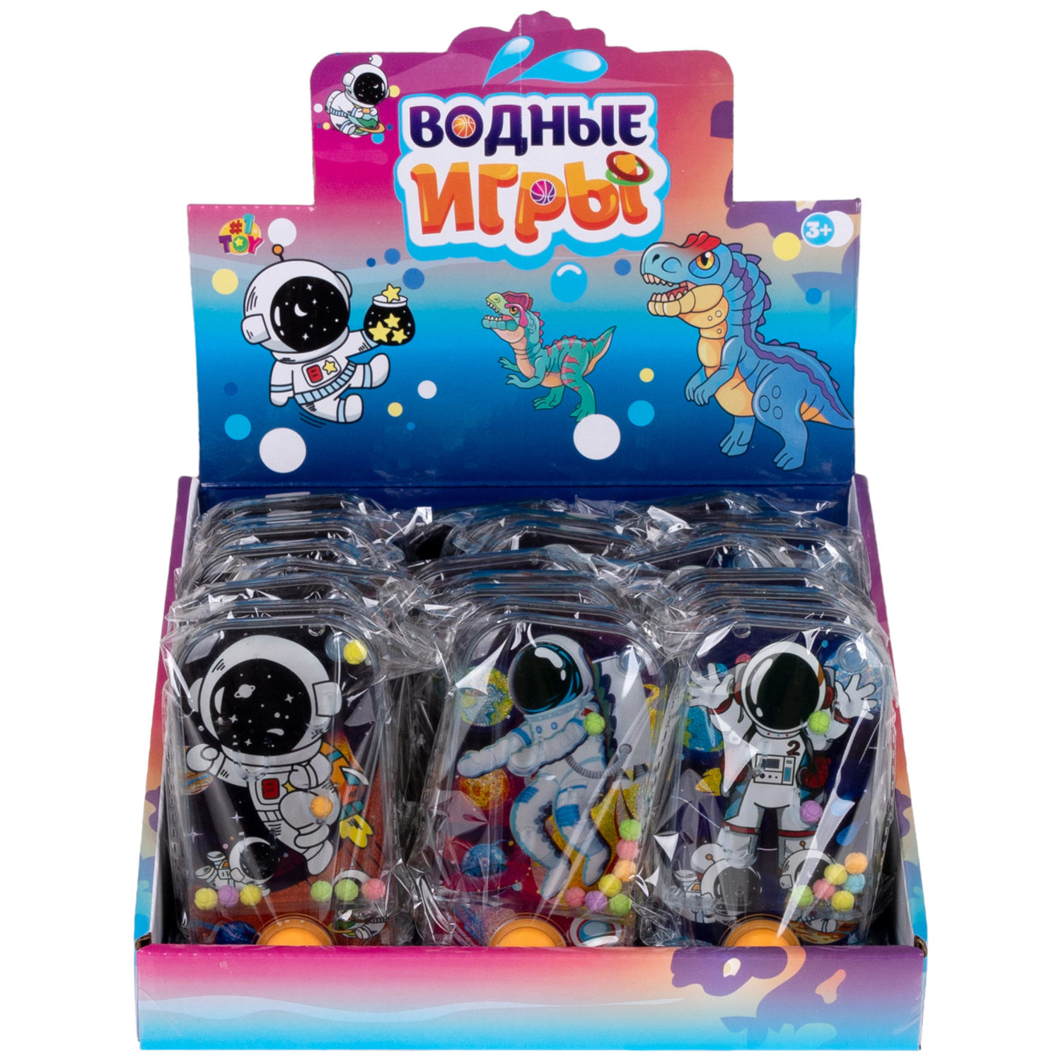 1TOY Игра с водой забрось мячики космос, 3 вида в ассортименте