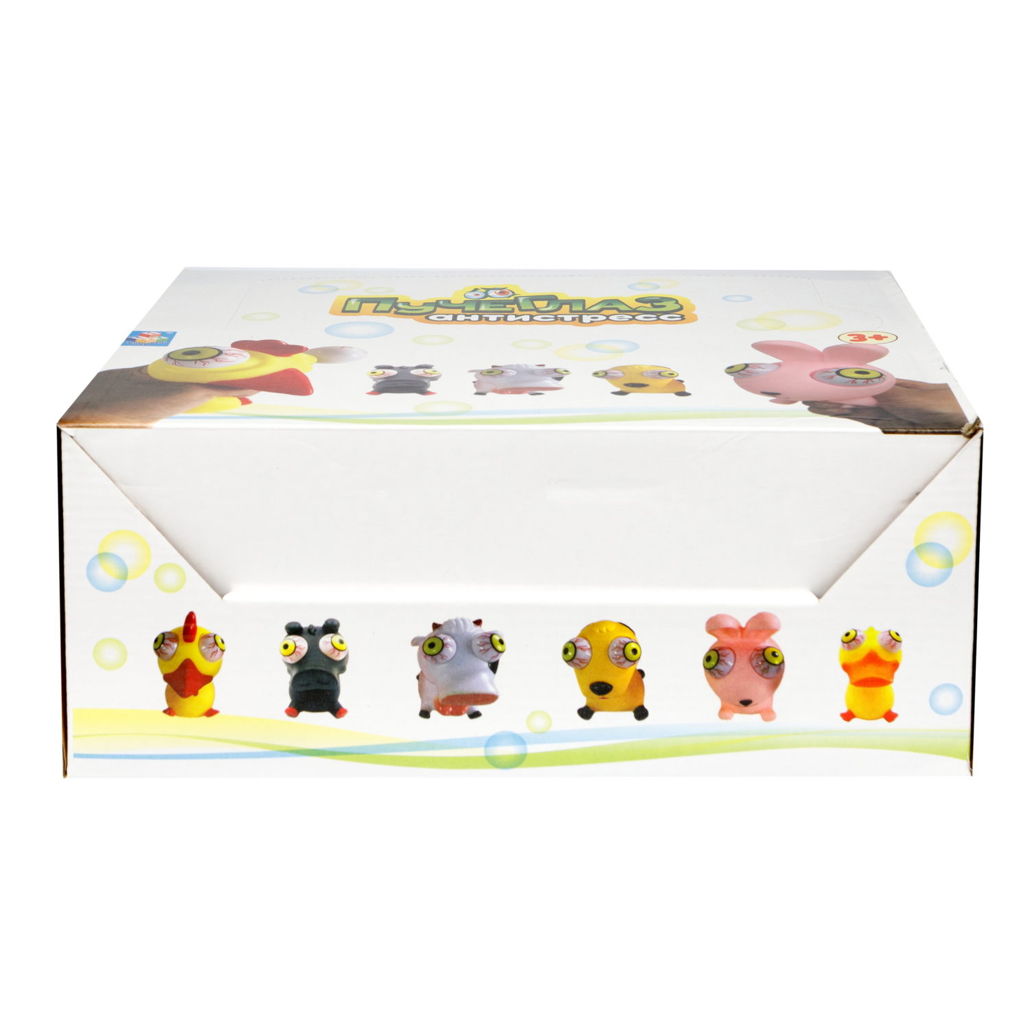 1toy Пучеглаз-антистресс "Животные" 8,4х7,6х9,6см, 6 видов в асс., 12 шт. в д/б