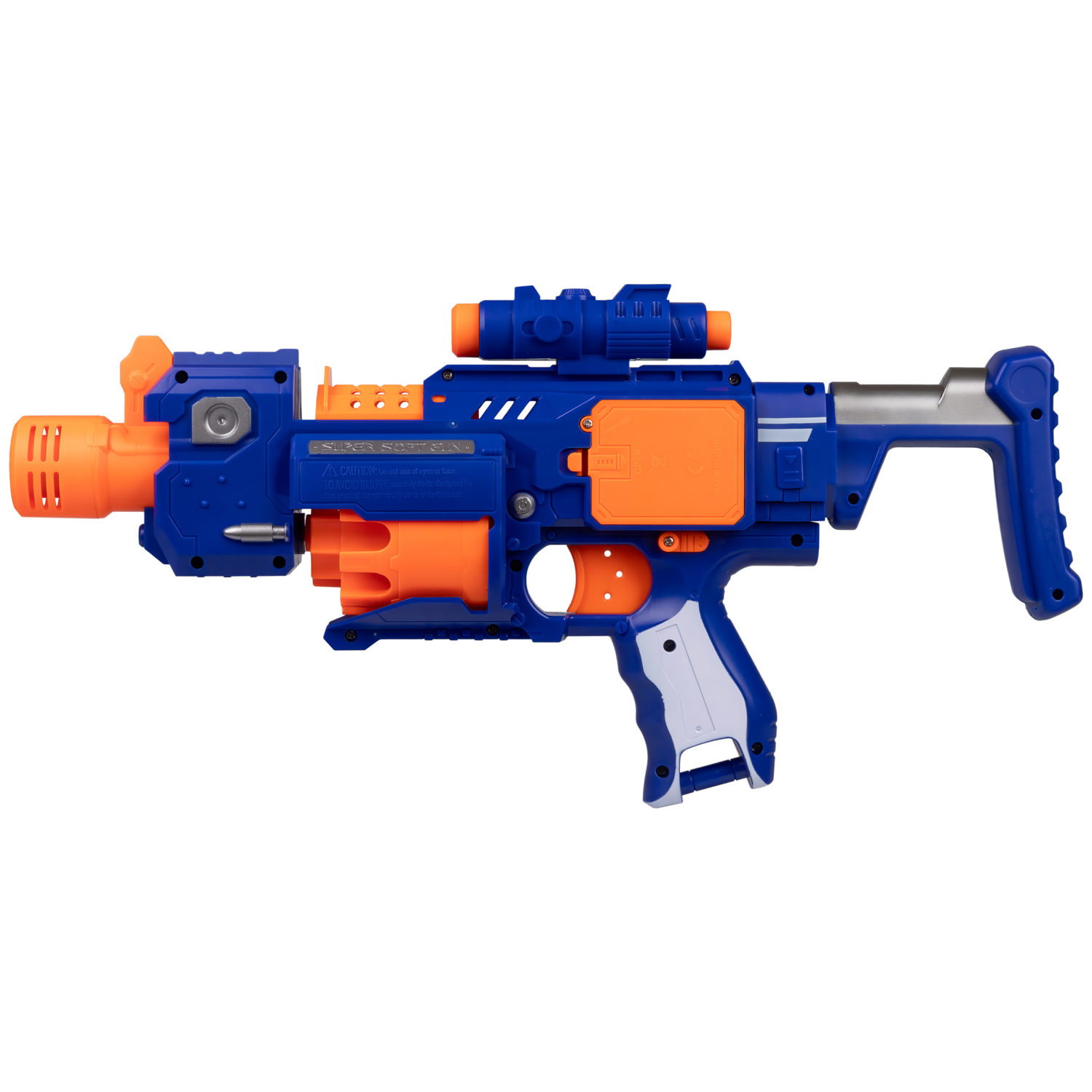 1toy Funmax "A62" бластер электрический, барабан на 10 выстрелов, в комплекте 20 снарядов с присосками