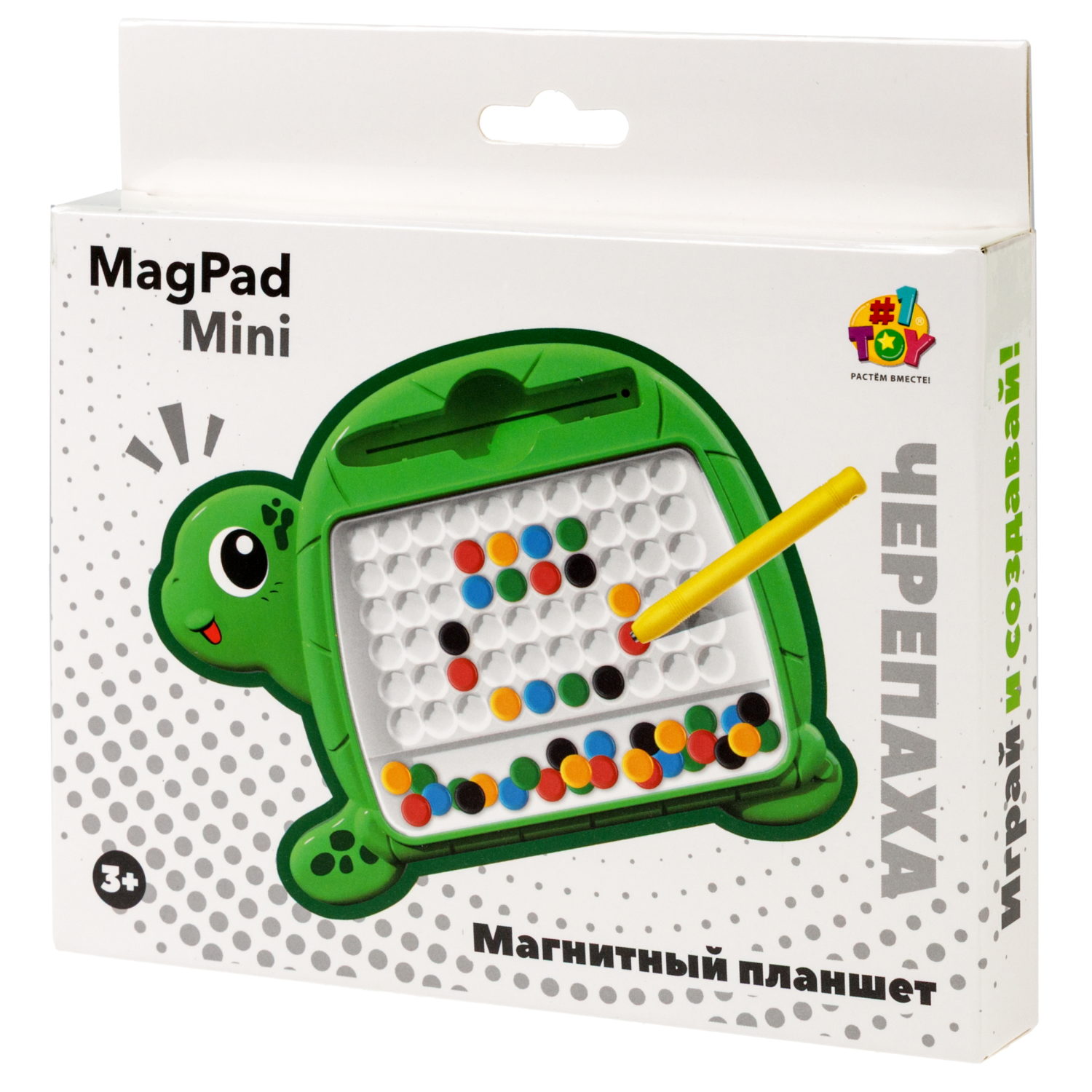 Магнитный планшет 1TOY Черепаха, 15,7х12,2х1,4 см