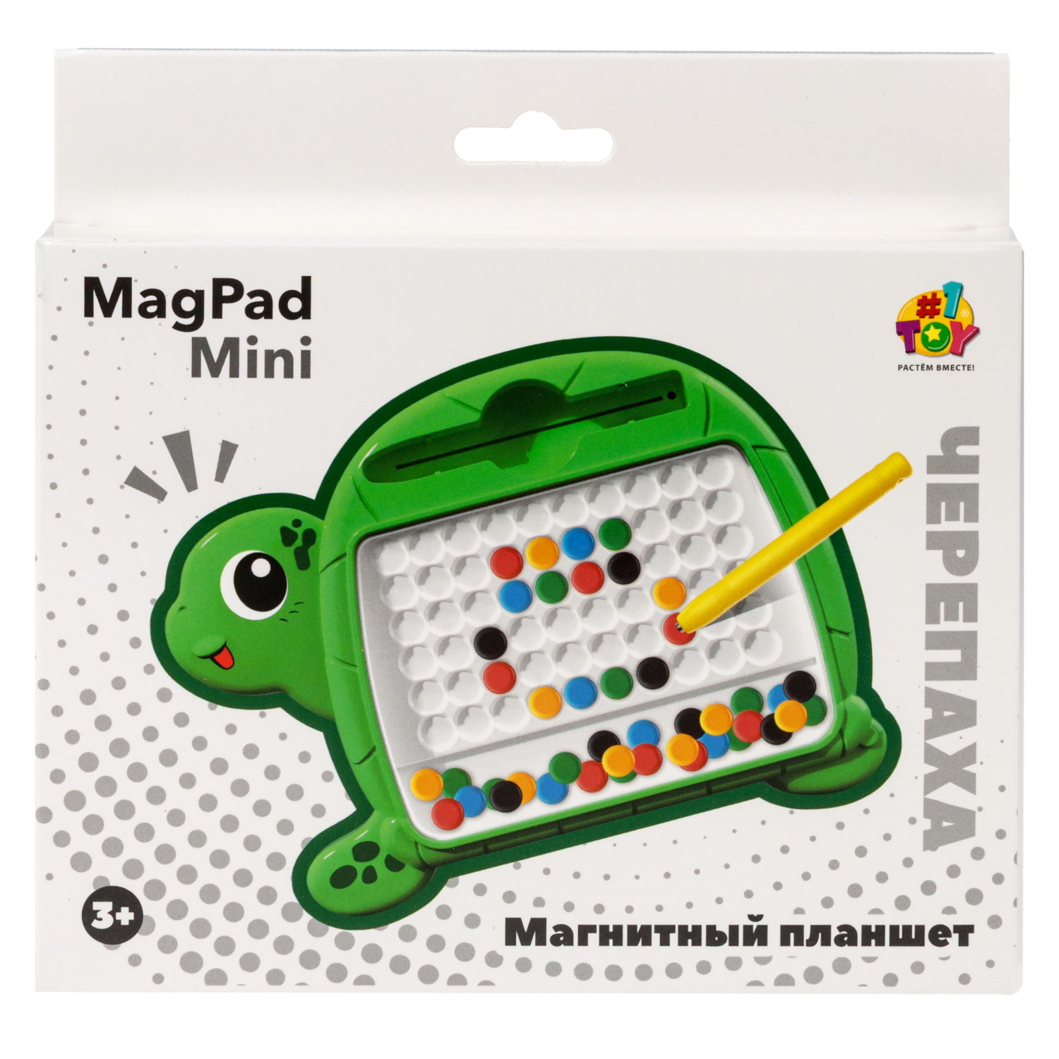 Магнитный планшет 1TOY Черепаха, 15,7х12,2х1,4 см