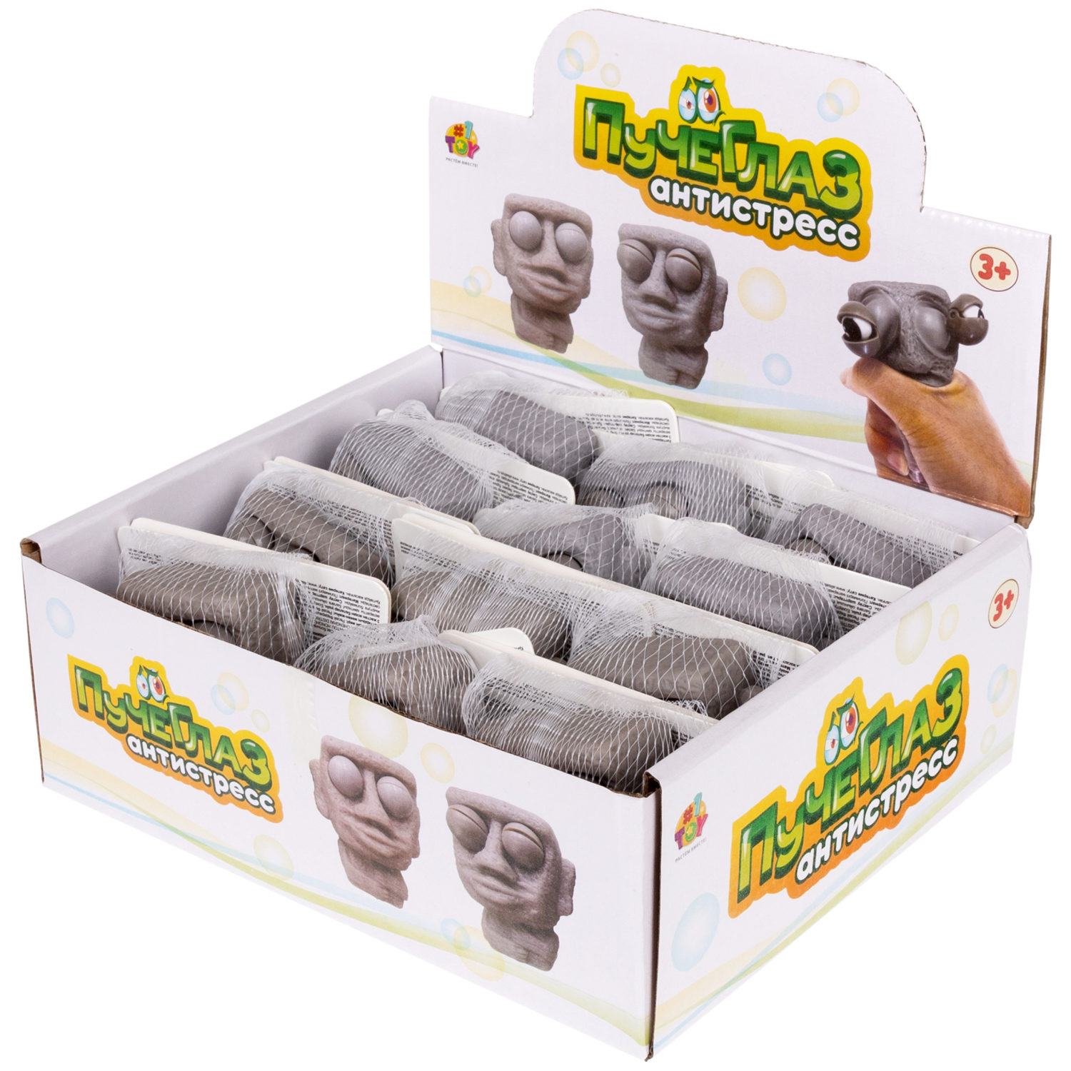 1toy Пучеглаз-антистресс "Истукан", 6,4х3,9х7,3 см