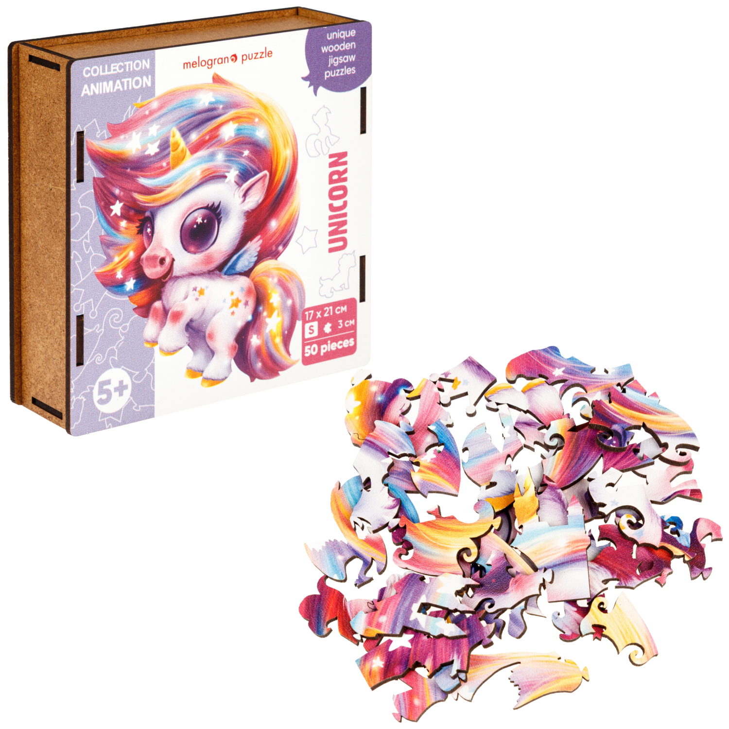 Деревянные пазлы Collection Animals Единорог Карамелька, 50 деталей