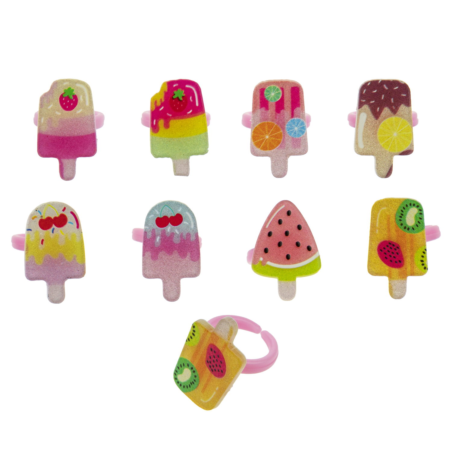 Набор колец для девочки 1TOY Sweet heart Bijou, регулируемых, 8 колец