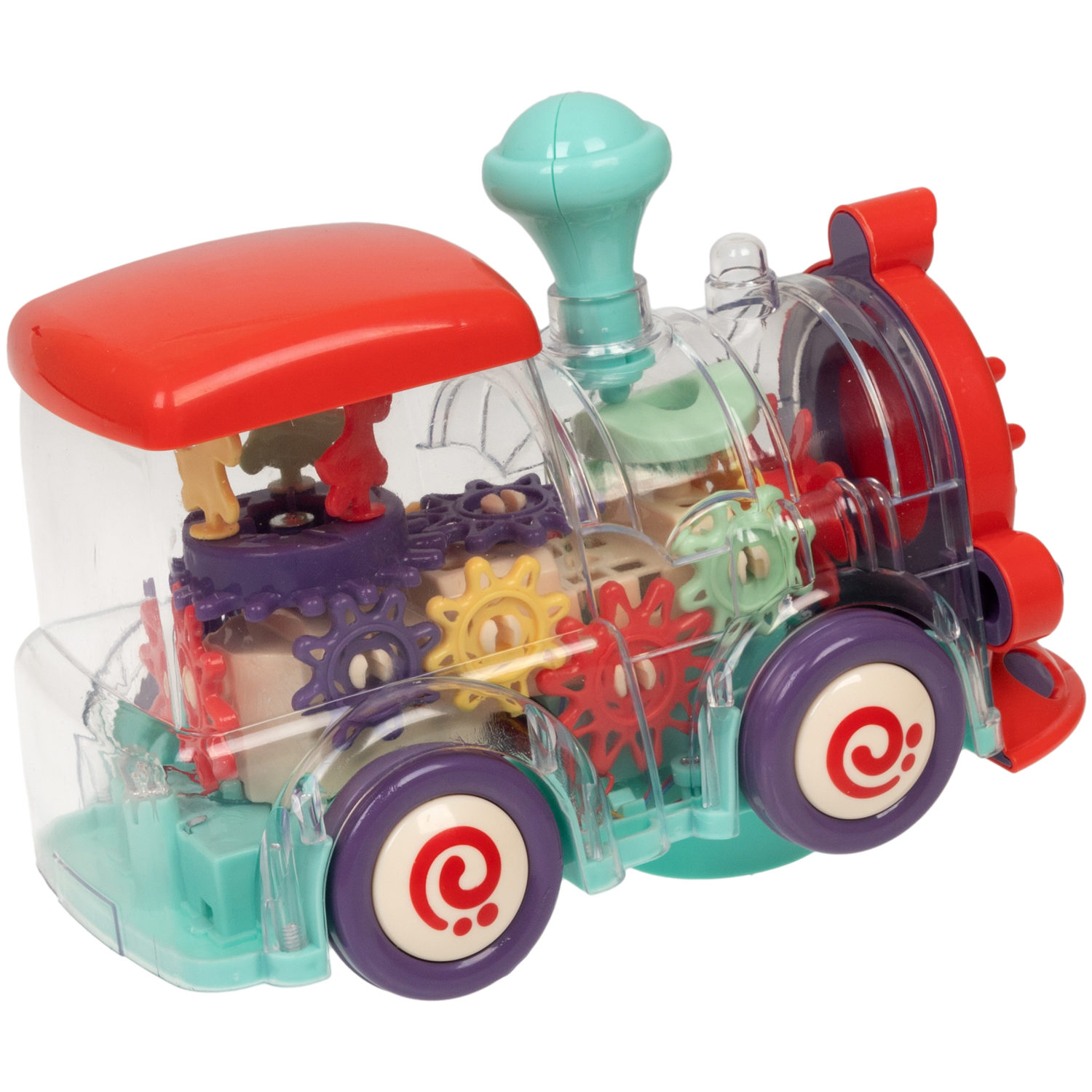 Игрушка прозрачная с шестеренками 1TOY Движок «Локомитив», со светом и звуком, 1 шт.