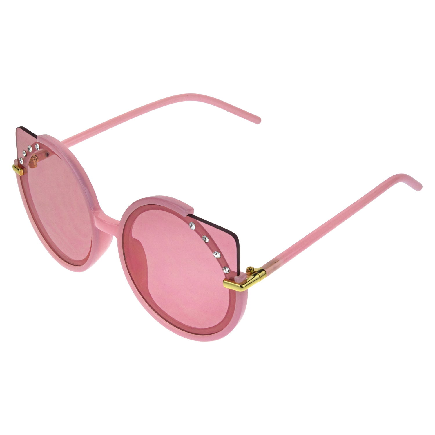 Очки солнцезащитные детские Lukky Fashion "Кошачий взгляд" со стразами, розовый