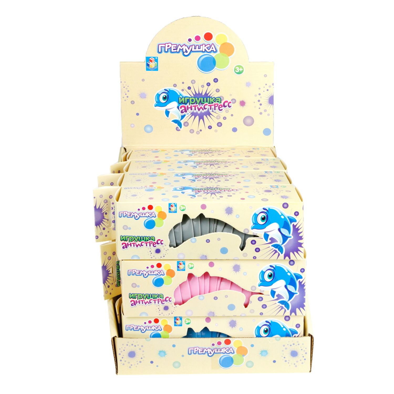 Дельфин 1TOY Гремушка, 3 цвета в ассортименте