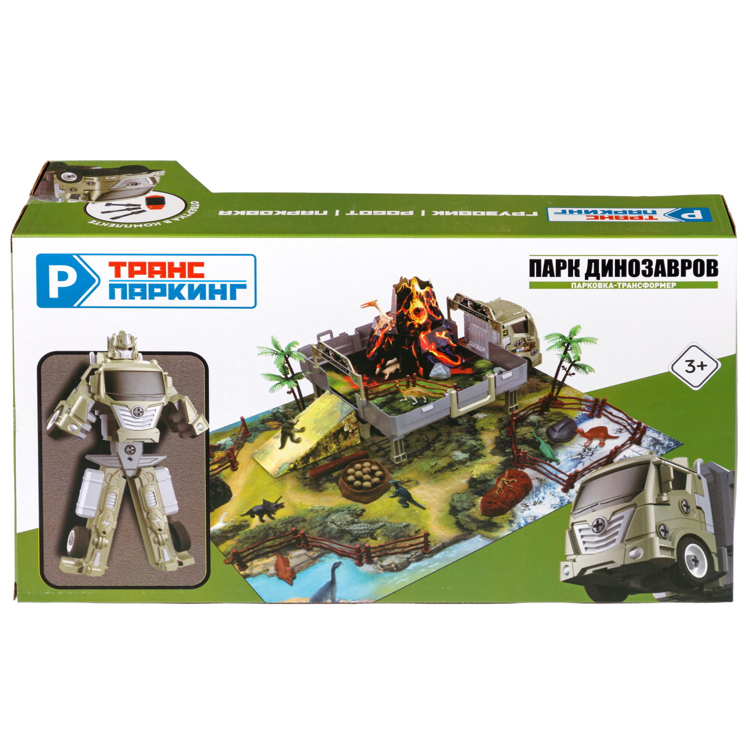 1TOY Транспаркинг парковка-грузовик трансформер "Парк динозавров"