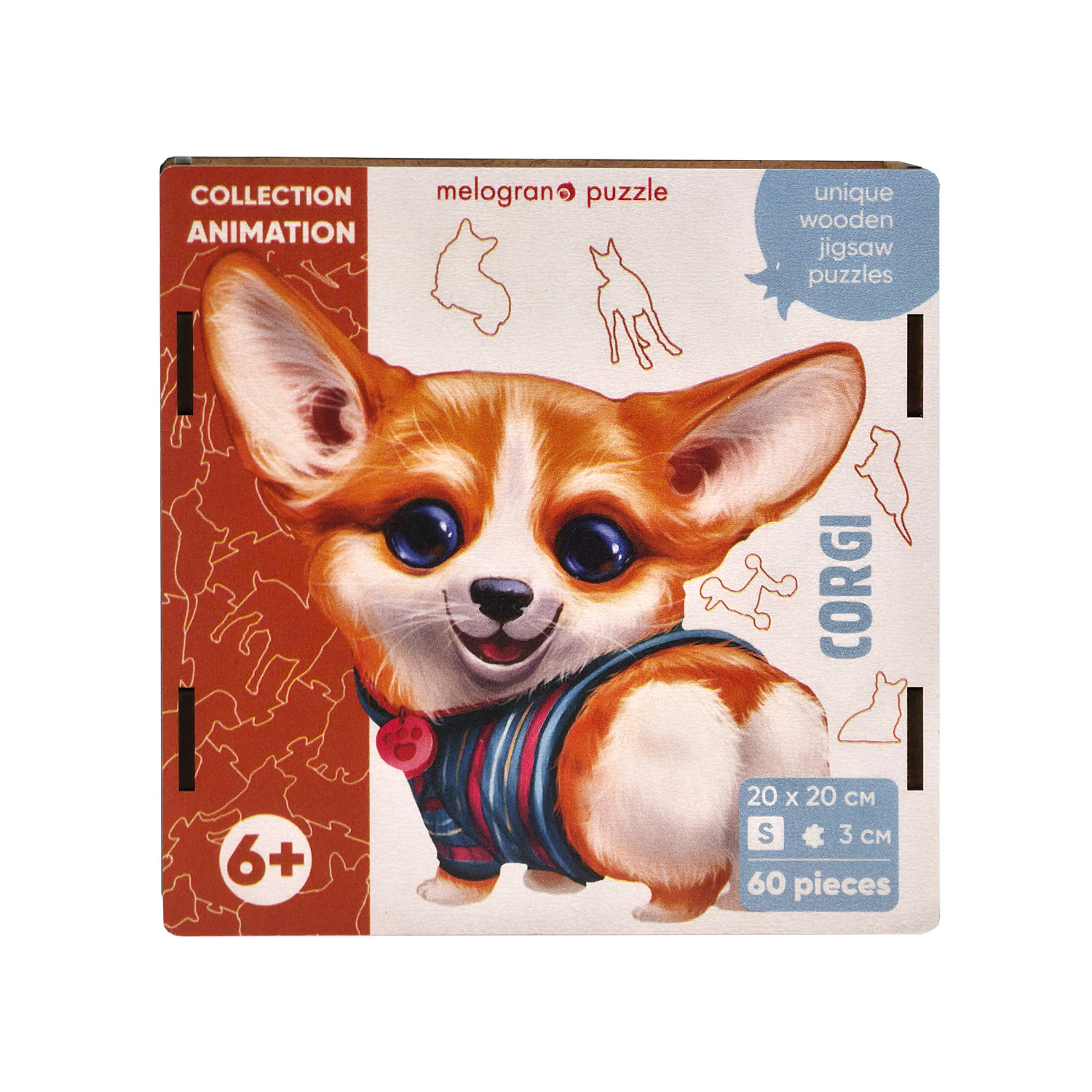 Деревянные пазлы Collection Animals Корги, 60 деталей