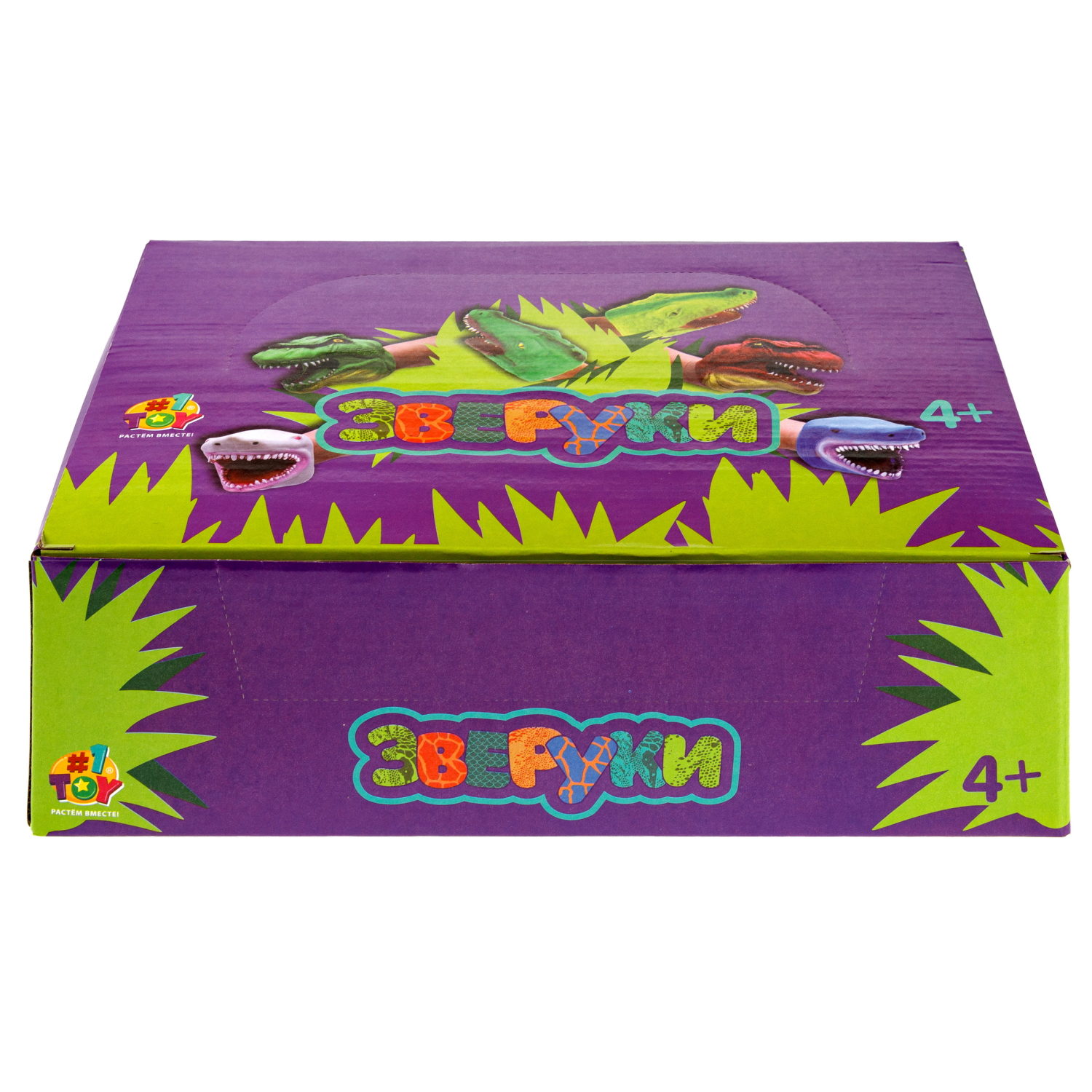 1toy Зверуки большие на руку, 6 видов, 12 шт в д/б