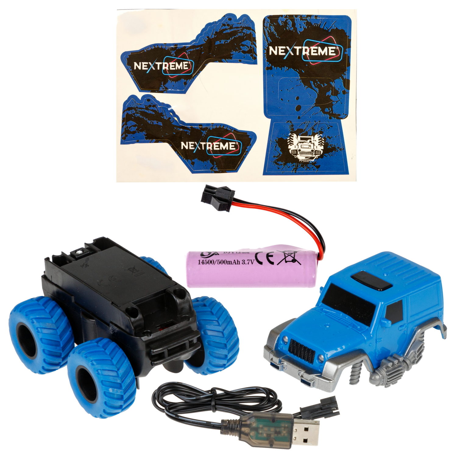 1TOY NEXTREME Гибкий трек 148 деталей, внедорожник синий с аккумуляторной батареей