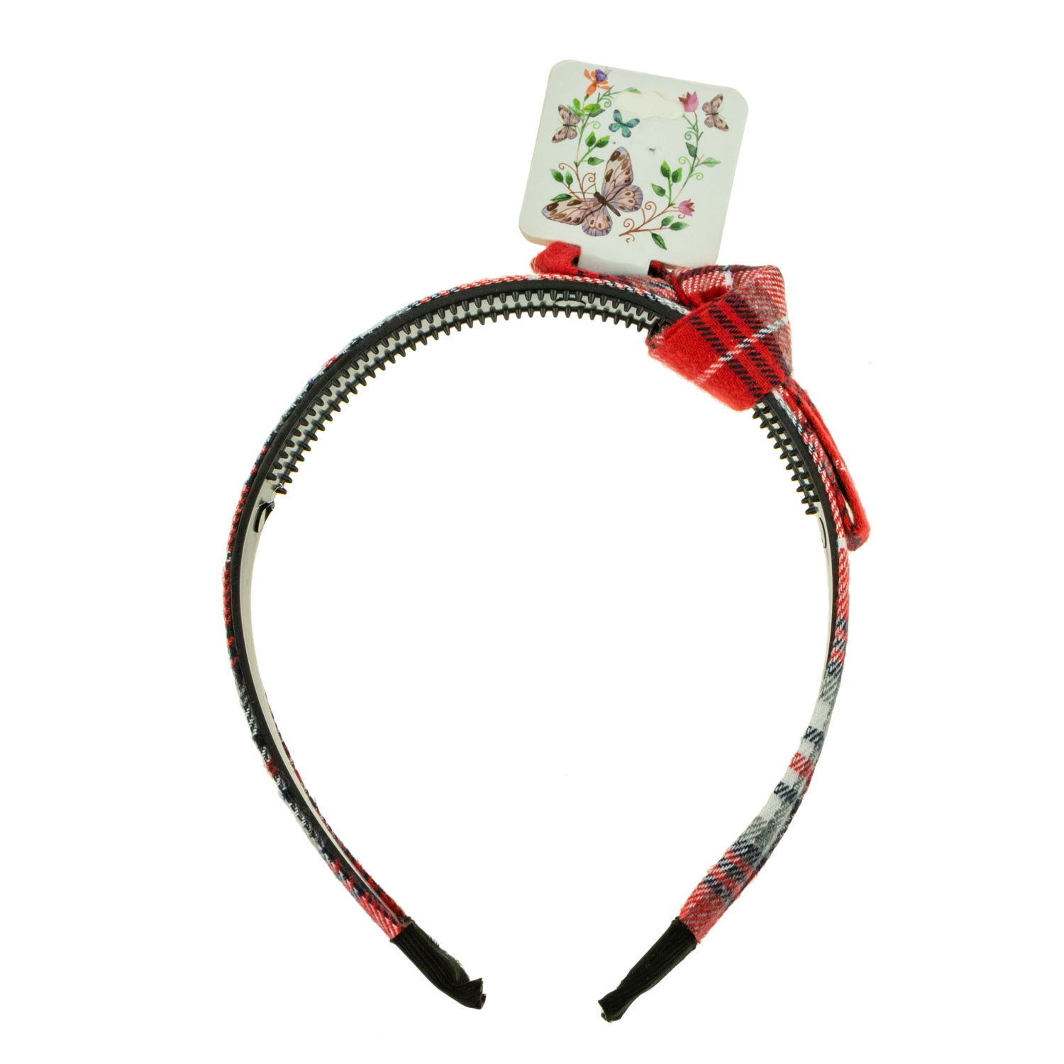 Lukky Fashion ободок для волос с большим бантом текстиль, клетка, 1 шт