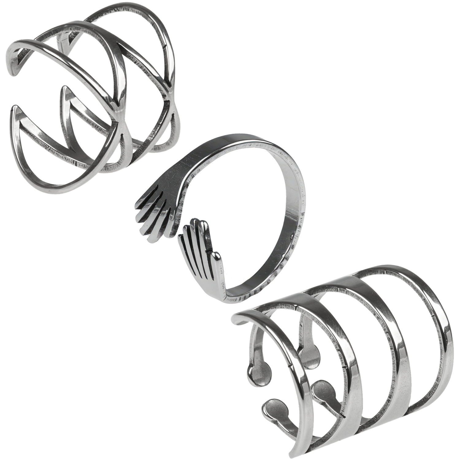 Набор колец серебряного цвета Lukky Fashion с волнами, 3 шт.