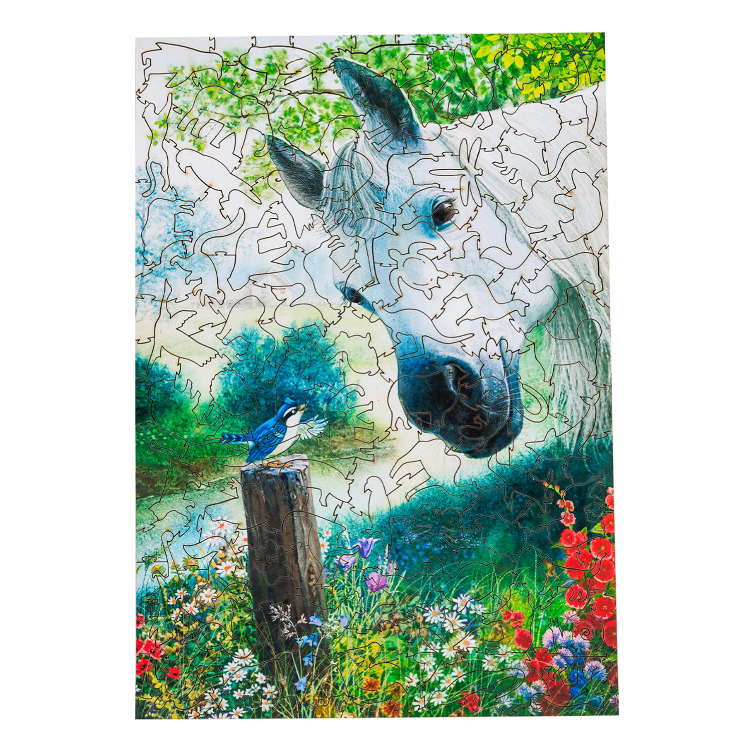 Деревянные пазлы Collection Animals Лошадь и птичка, 80 деталей, 20,5х29 см