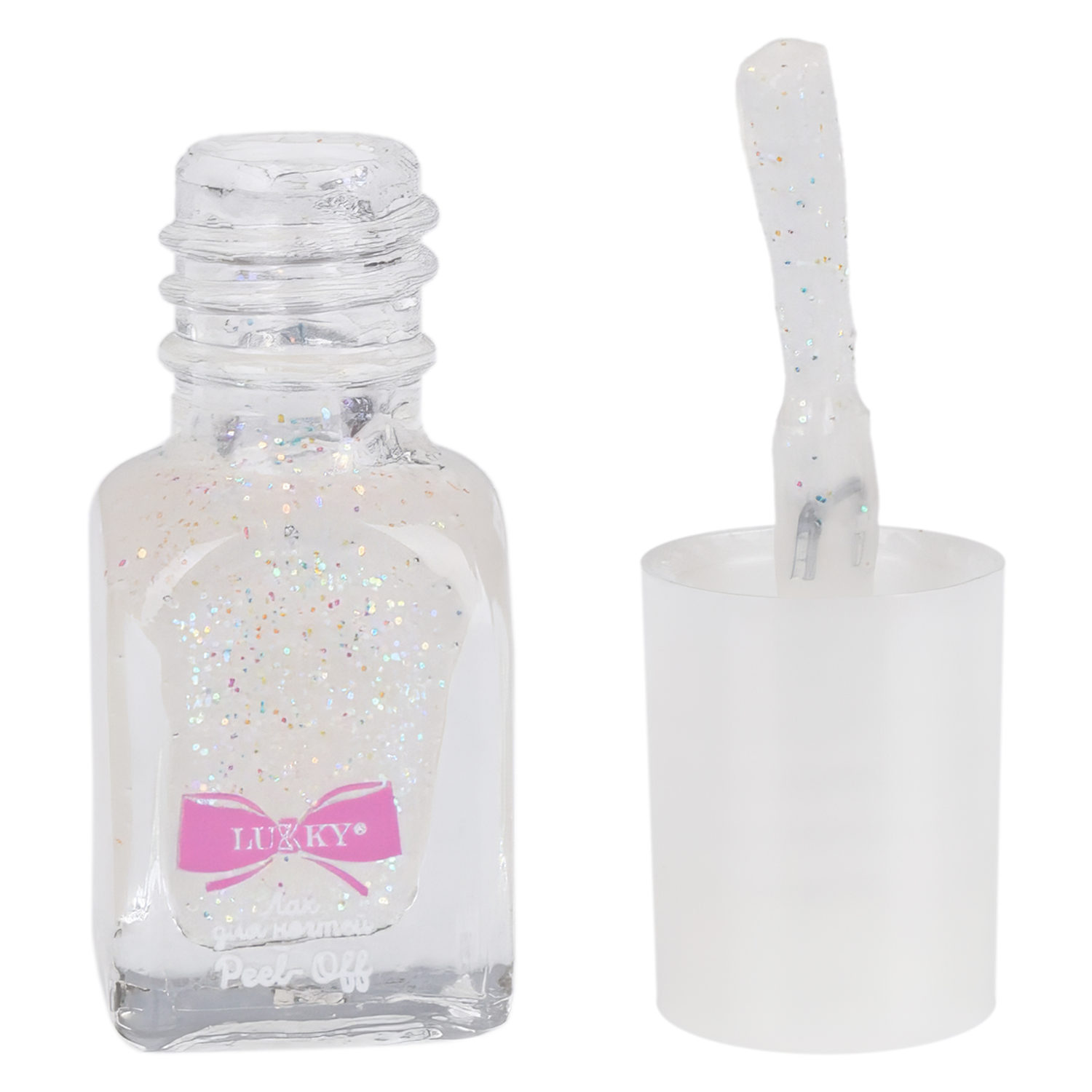 Детский лак для ногтей Lukky peel-off перламутровый с блестками, 2 мл