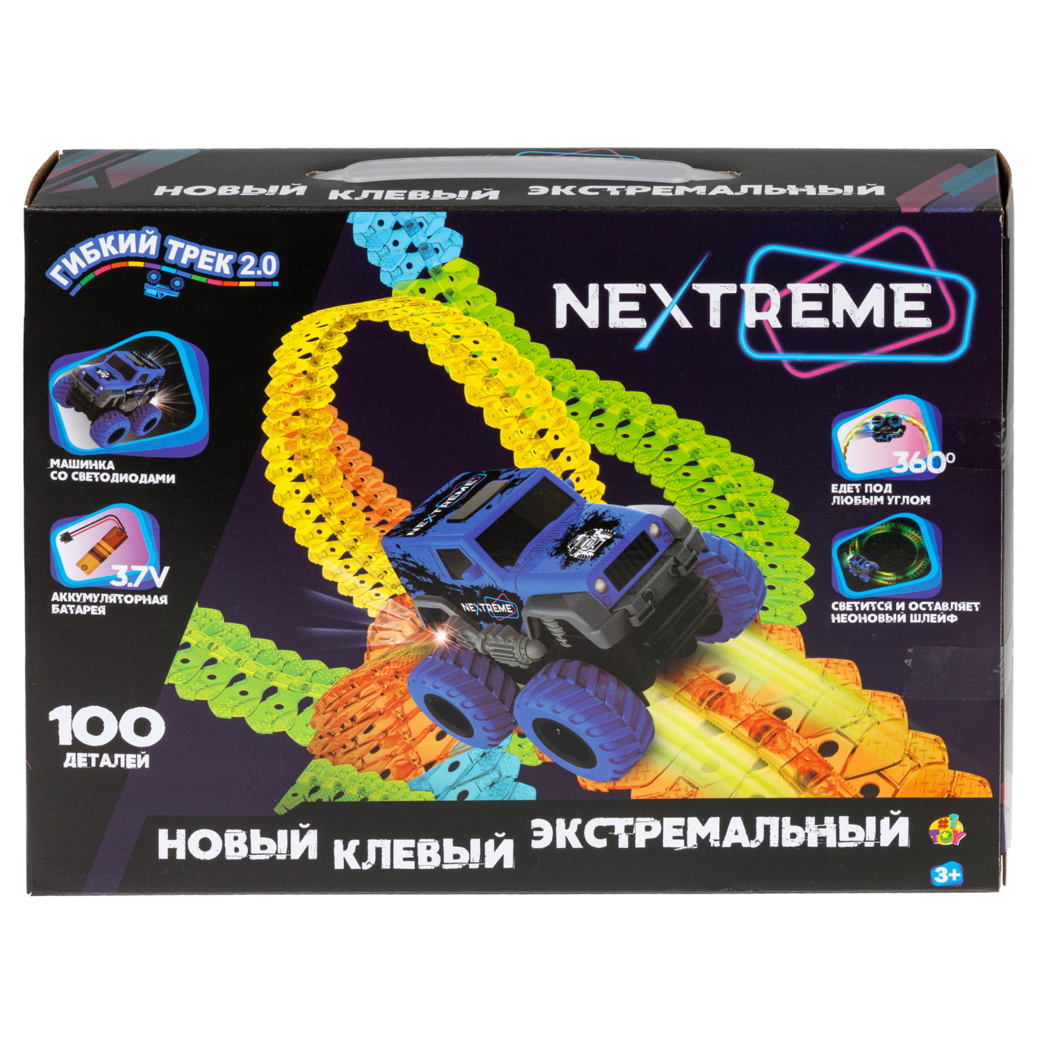 1TOY NEXTREME Гибкий трек 100 деталей, внедорожник синий с аккумуляторной батареей