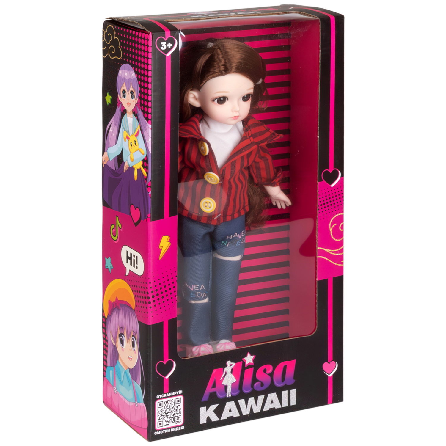 Alisa Kawaii кукла 30,5 см, с длинными темными волосами