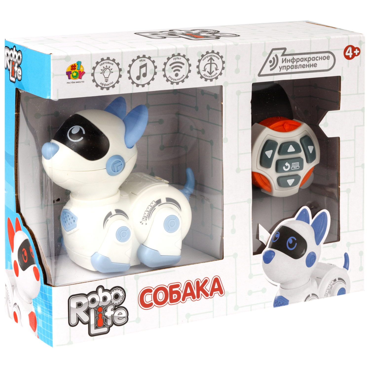 Интерактивная собака 1TOY Robolife на пульте управления, со светом и звуком