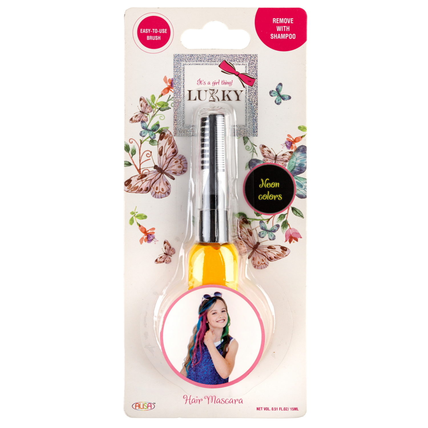Тушь для волос LUKKY, неоновые цвета: желтый